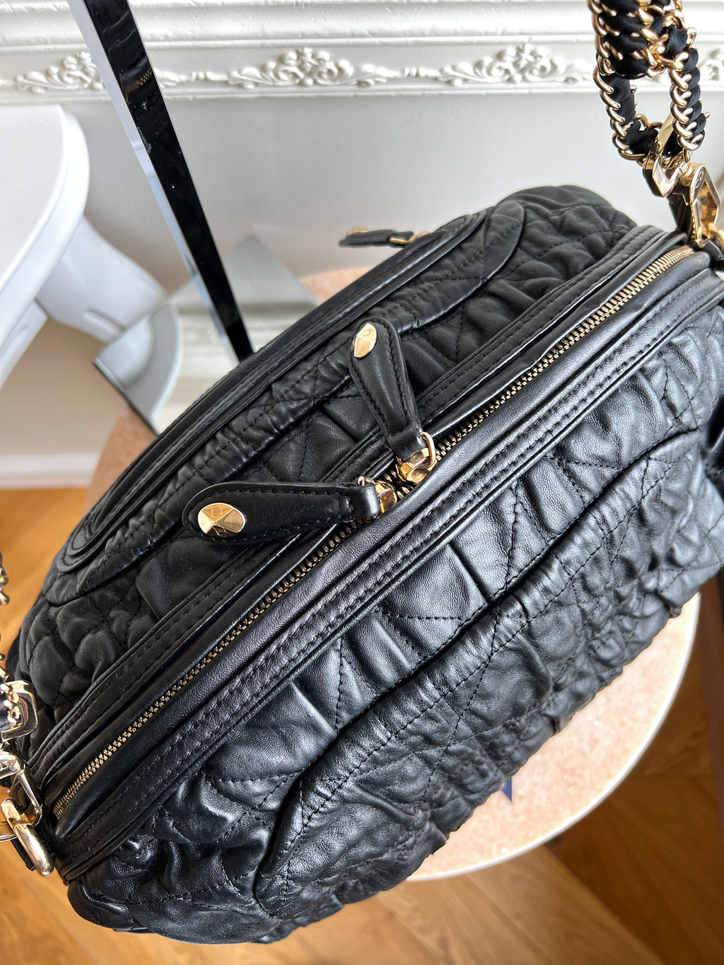 Christian Dior Gaufre Lambskin Canage Delidior Delices Black Bag