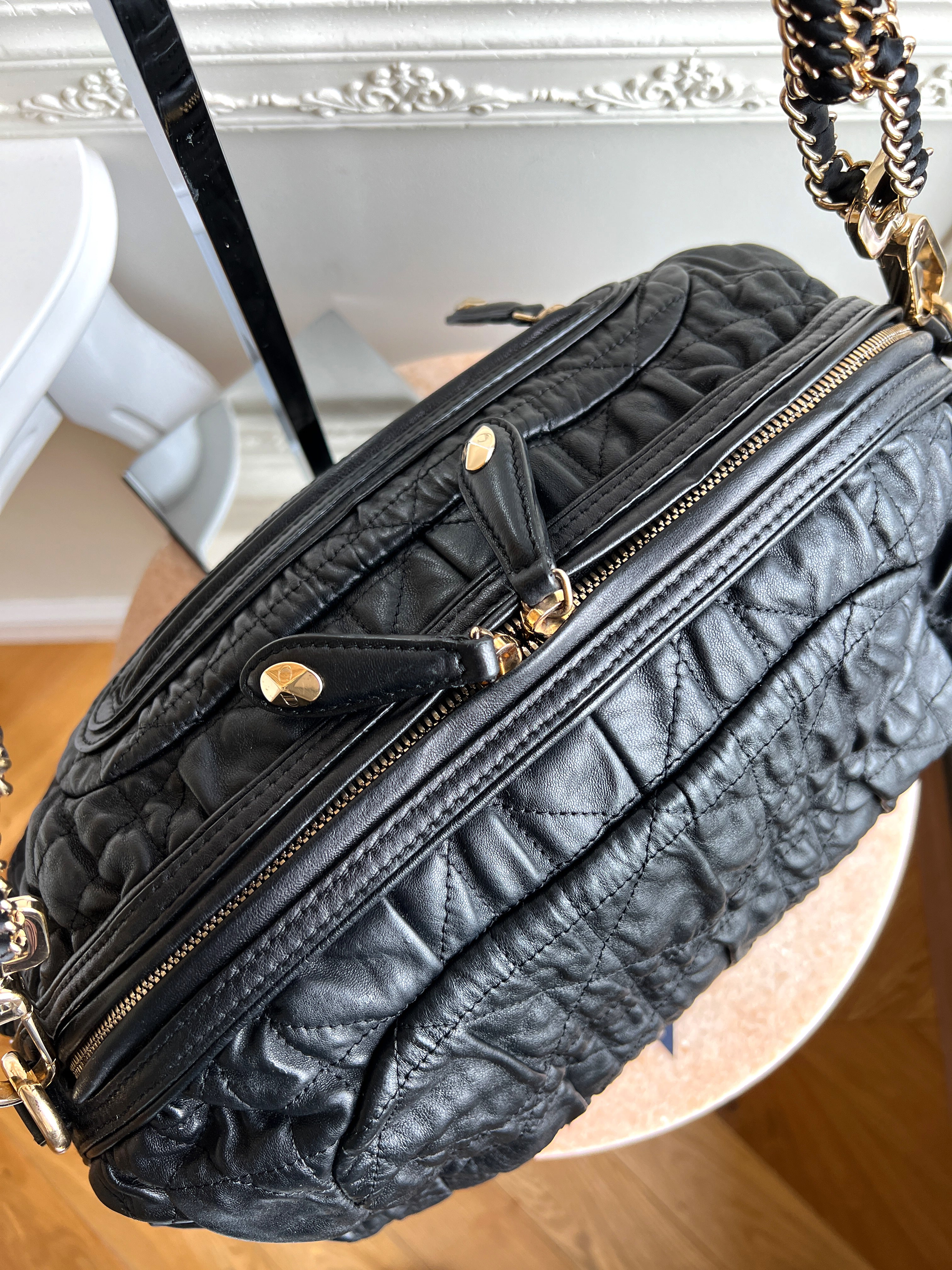 Christian Dior Gaufre Lambskin Canage Delidior Delices Black Bag