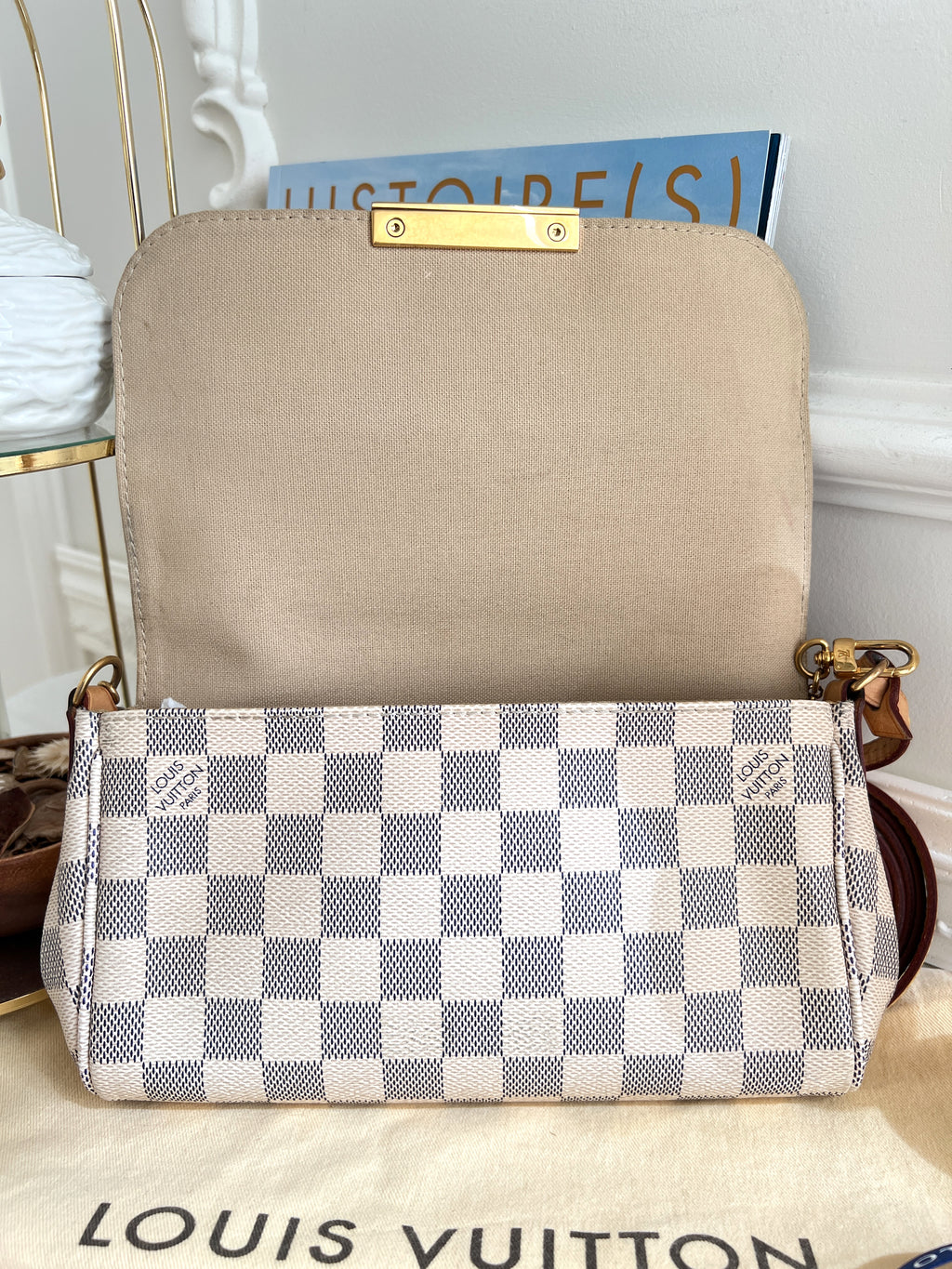 Louis Vuitton Favorite PM Azue Damier Crossbody Clutch Bag