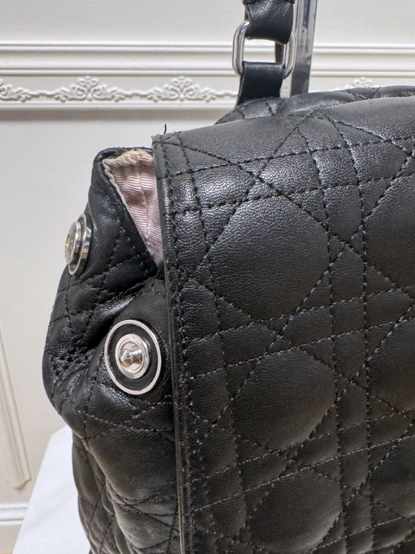 Christian Dior Backpack Large Cannage Quilted Black Leather Lambskin