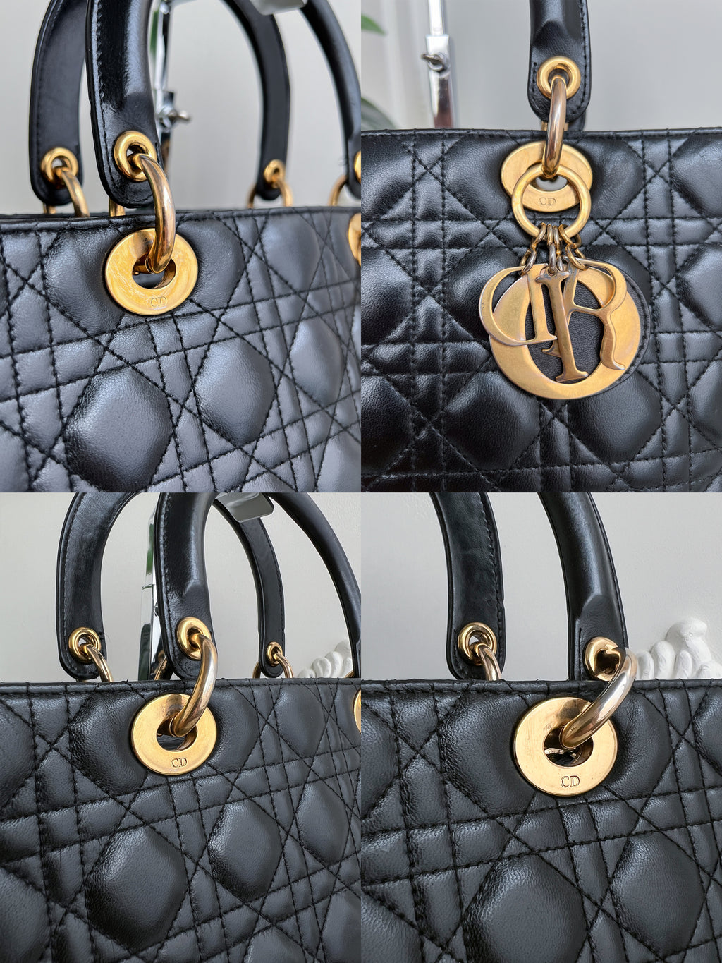 Christian  Dior Lady Dior Black Leather Cannage MA-1001