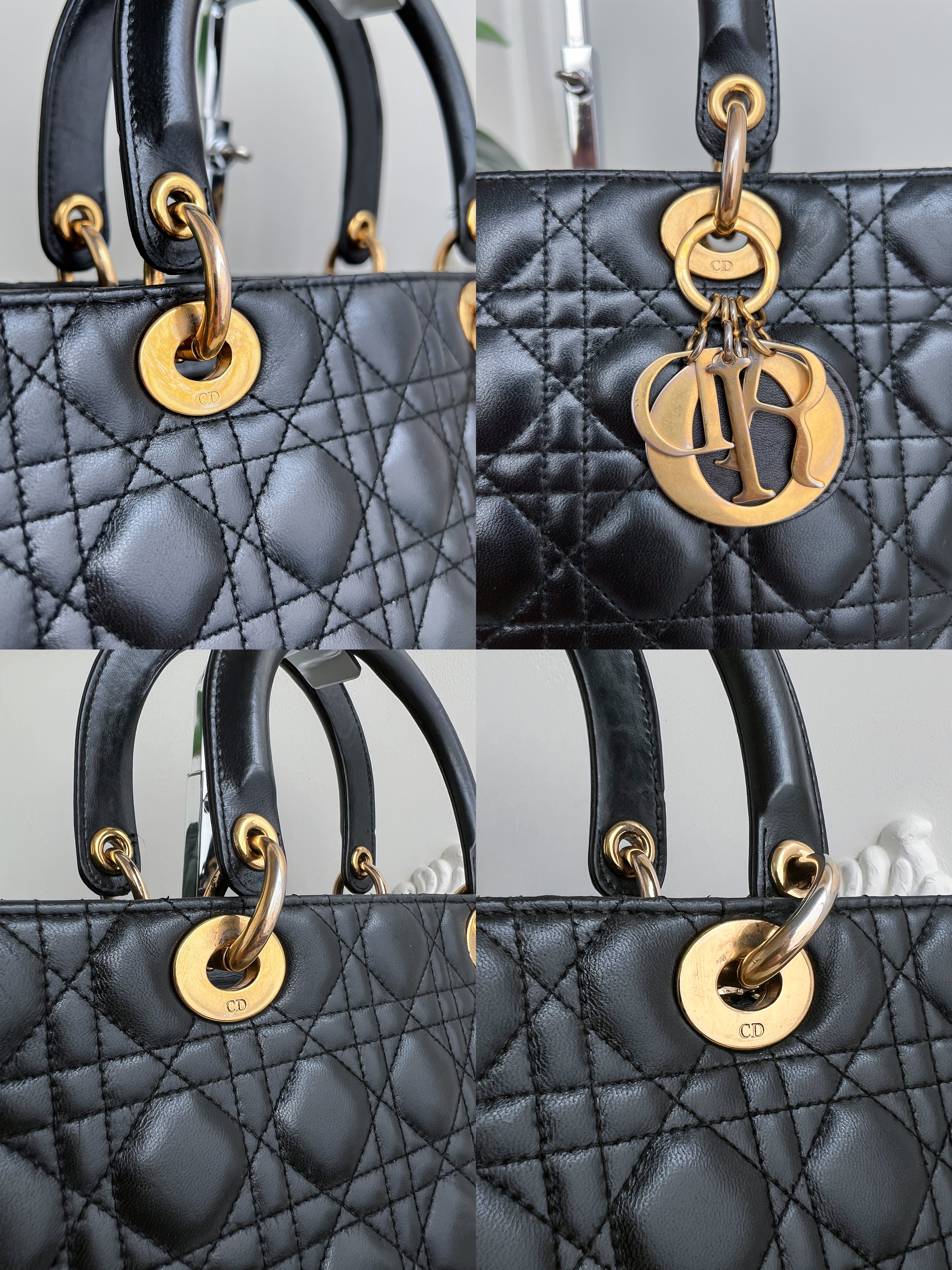 Christian  Dior Lady Dior Black Leather Cannage MA-1001