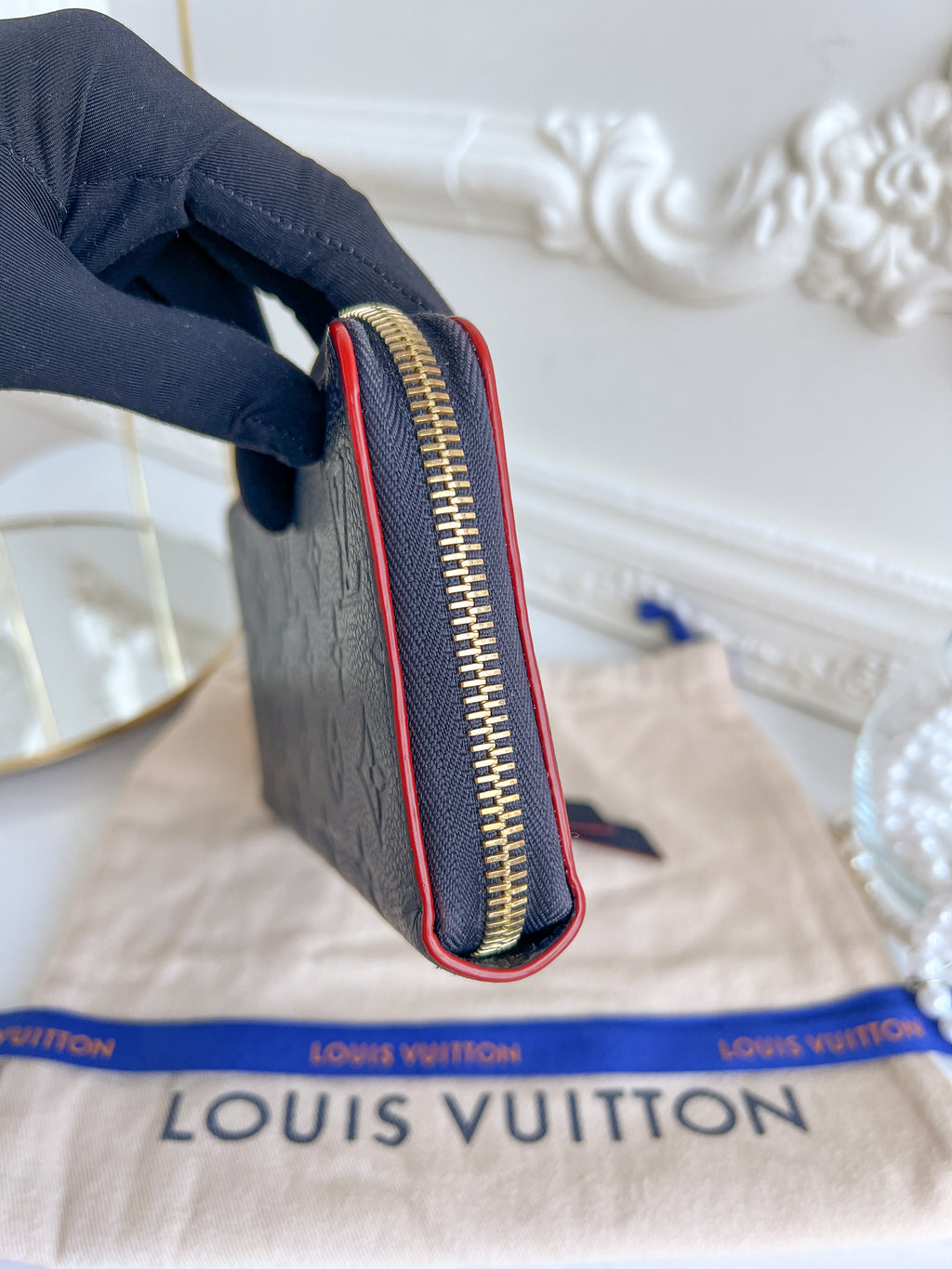 LV wallet empreinte dark blue with red
