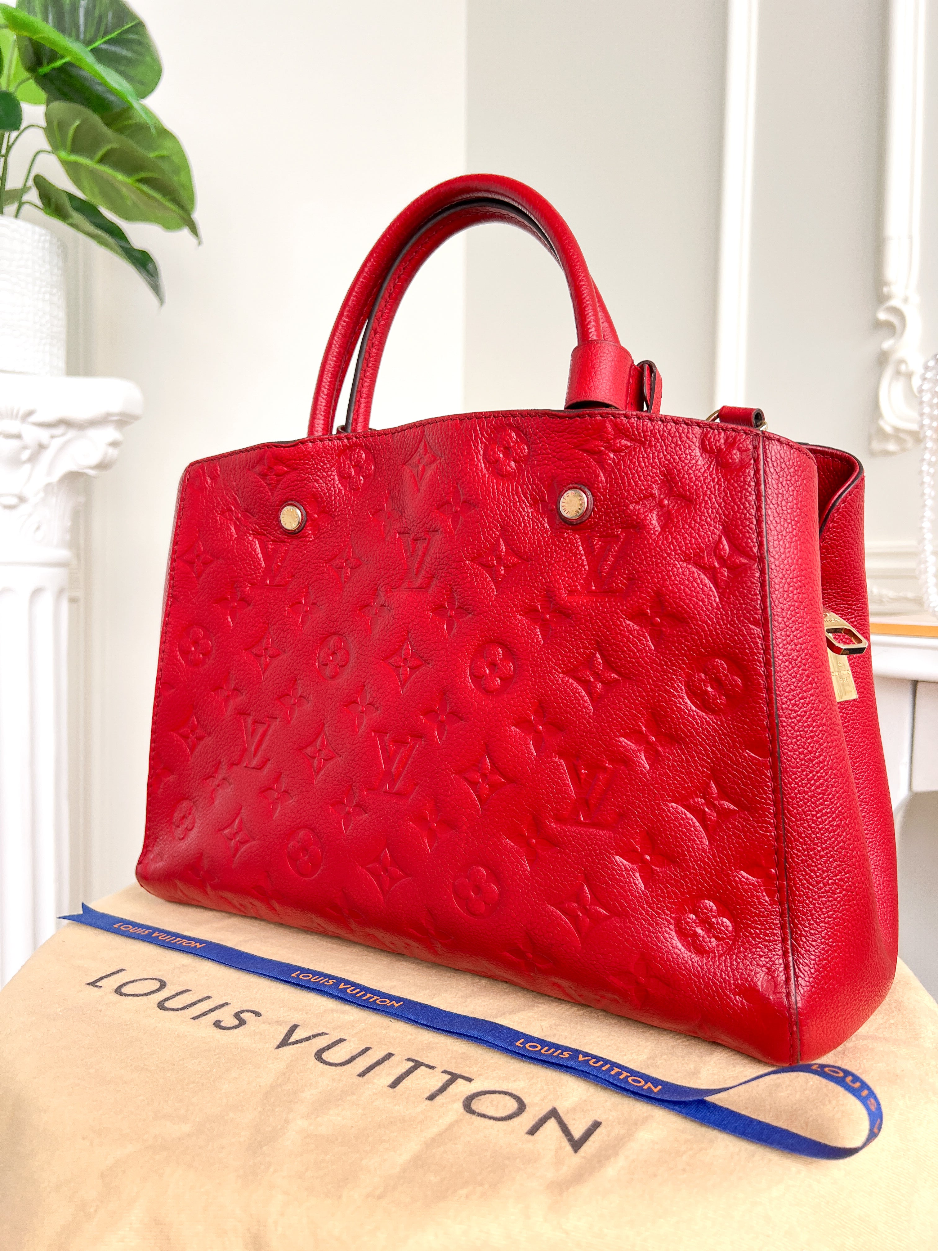 Authentic LV Montaigne MM Empreinte Monogram Red