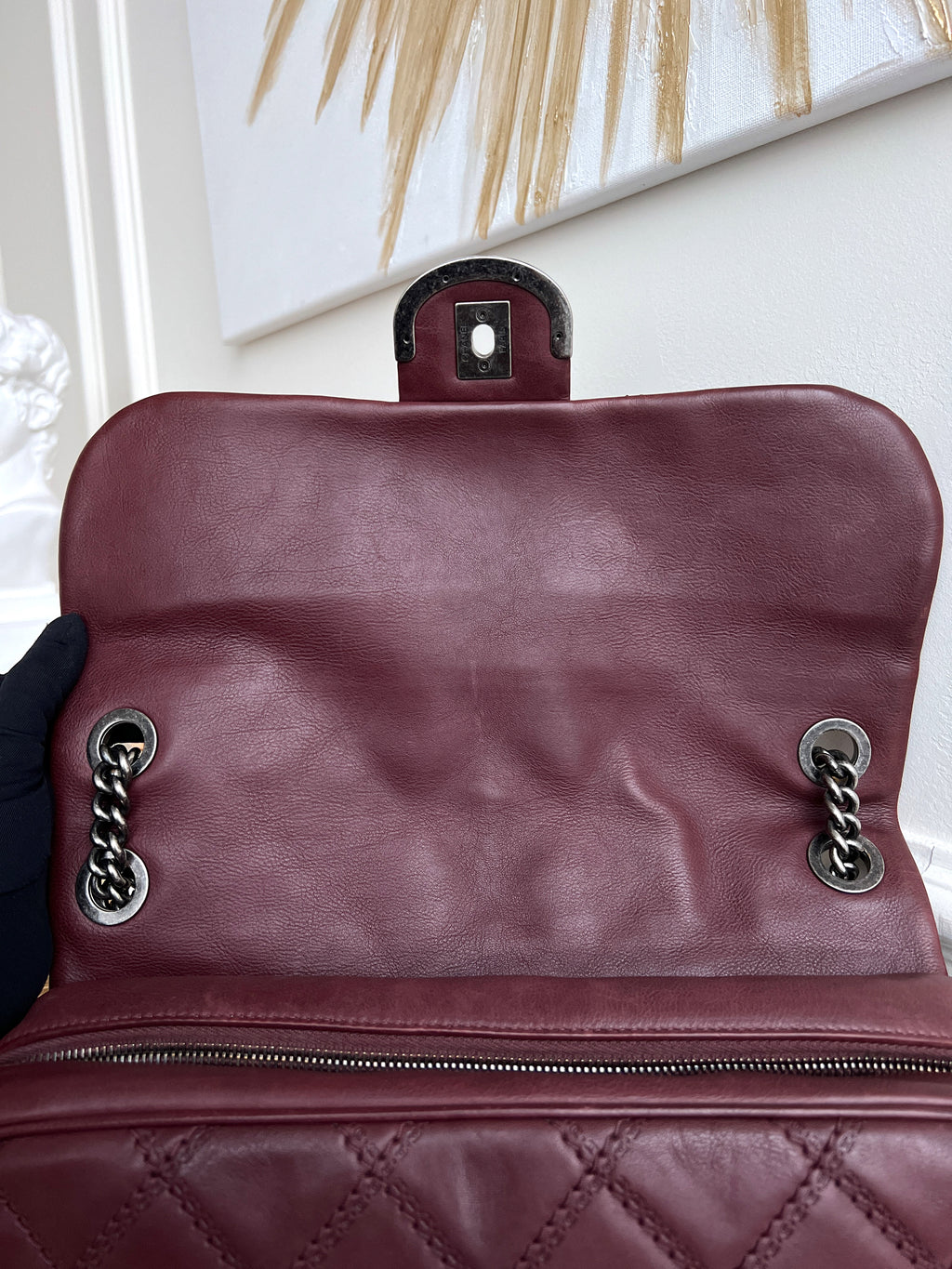 Chanel Flap Cambon 31 Rue Leather Burgundy Maroon Crossbody Bag