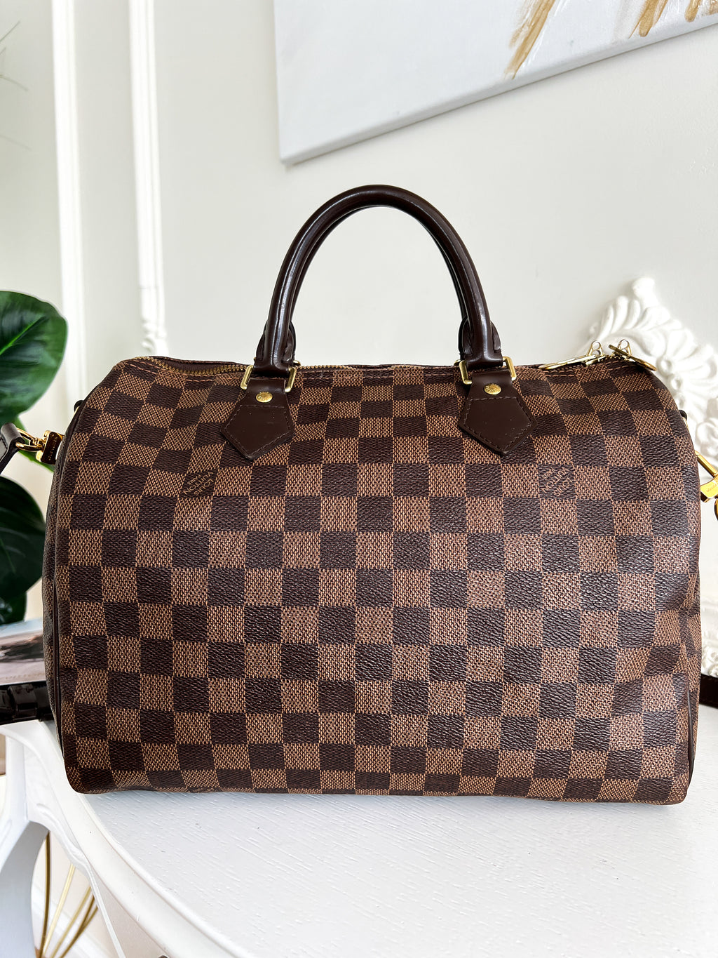 Authentic Louis Vuitton Speedy 30 damier ebene bandouliere crossbody satchel bag