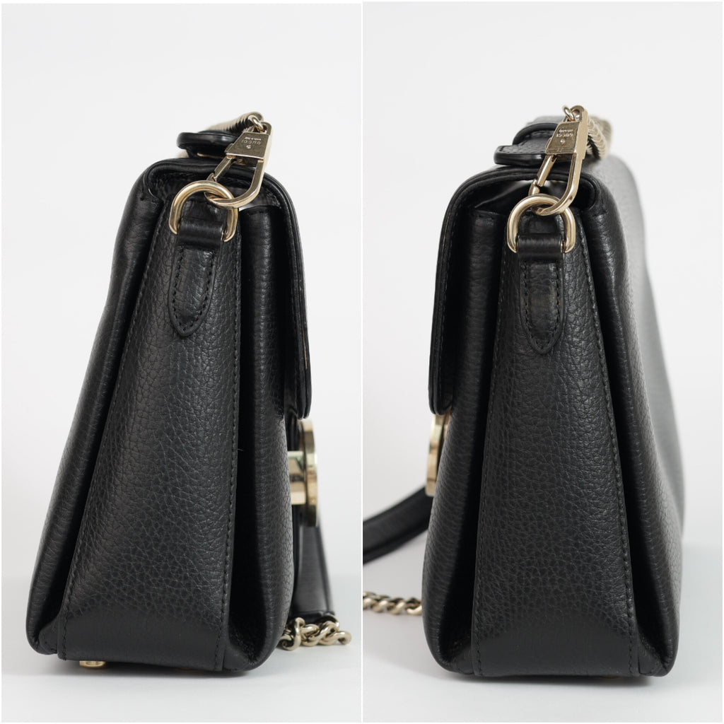 Authentic Gucci Black Leather Interlocking G Crossbody