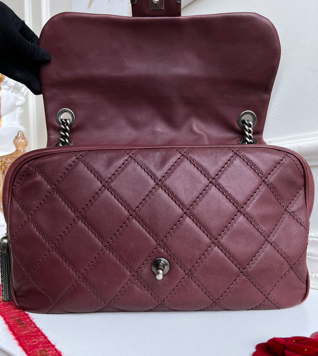 Chanel Flap Cambon 31 Rue Leather Burgundy Maroon Crossbody Bag