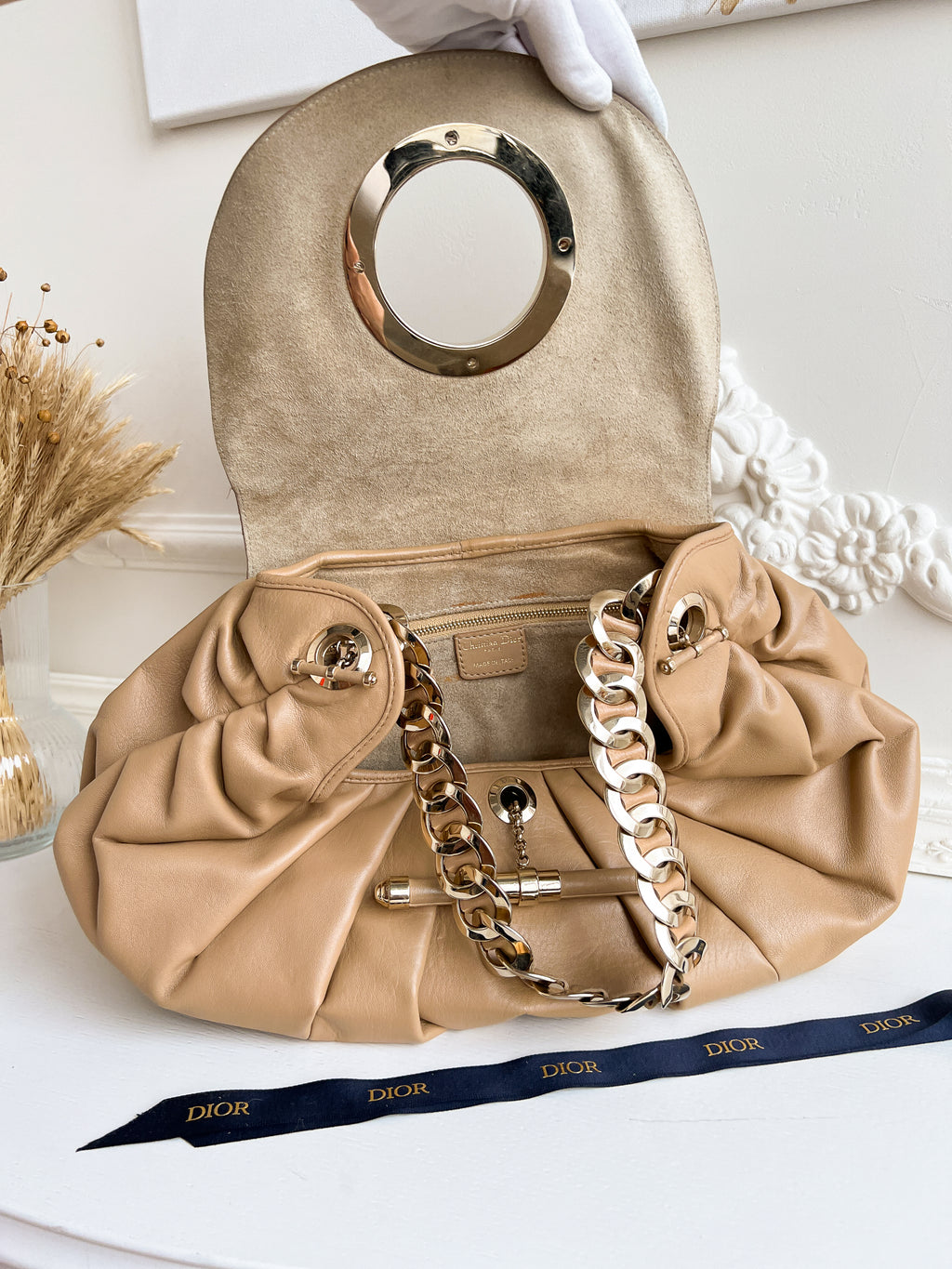 Dior  Christian dior Dior Jazz Club Hobo Beige Leather bag