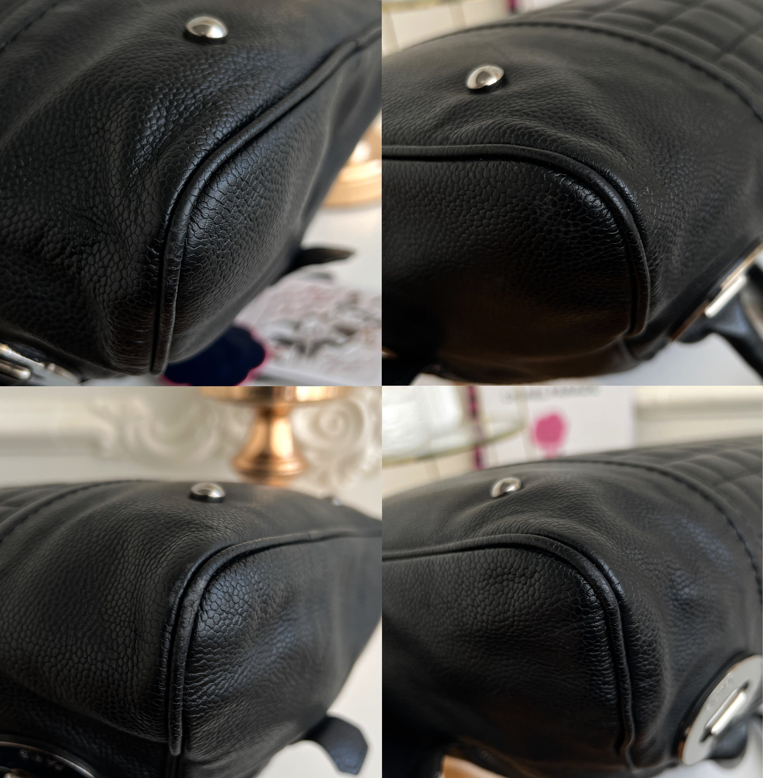 Chanel Caviar Black Dome Leather Square Bag