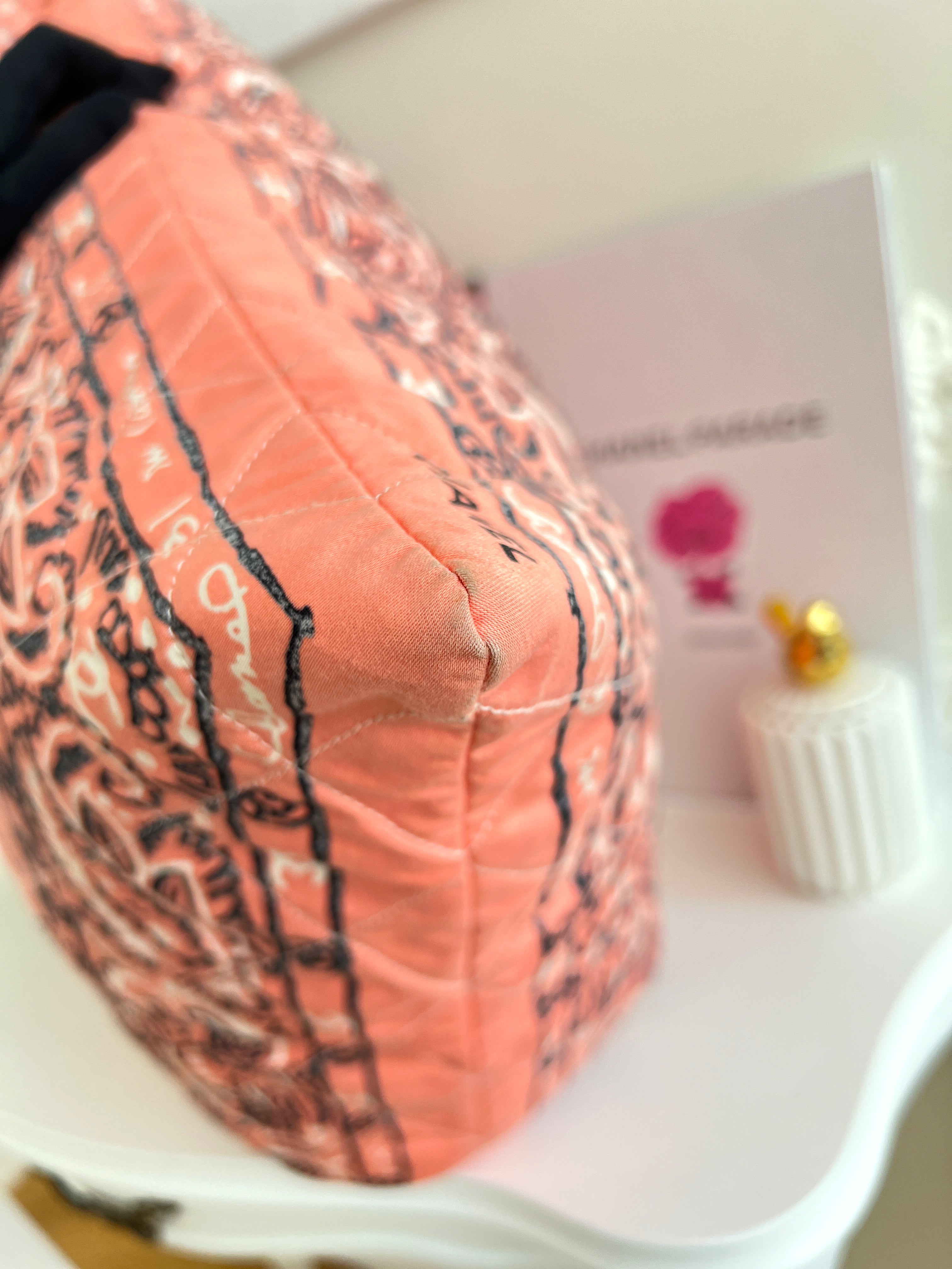 Chanel Bandana XL Tote Cotton Cambon Pink Hobo Chains Bag