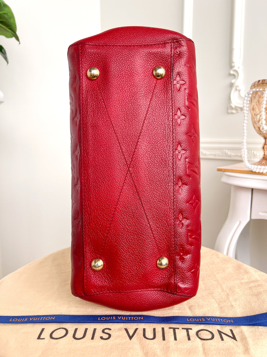 Authentic LV Montaigne MM Empreinte Monogram Red