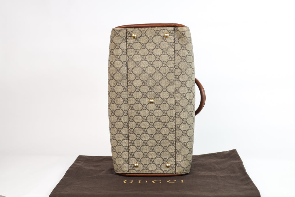 Authentic Gucci Boston Supreme Medium  Brown in Leather Canvas Monogram Satchel