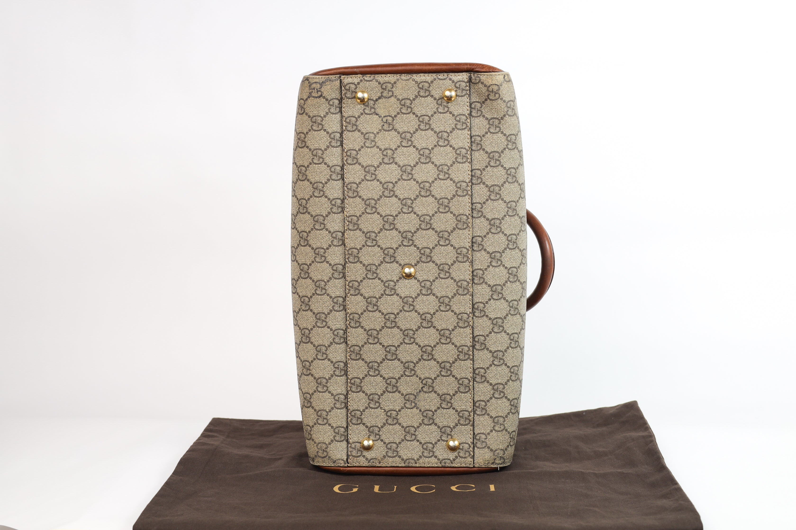 Authentic Gucci Boston Supreme Medium  Brown in Leather Canvas Monogram Satchel