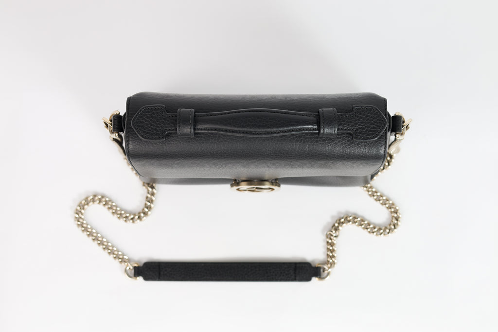 Authentic Gucci Black Leather Interlocking G Crossbody