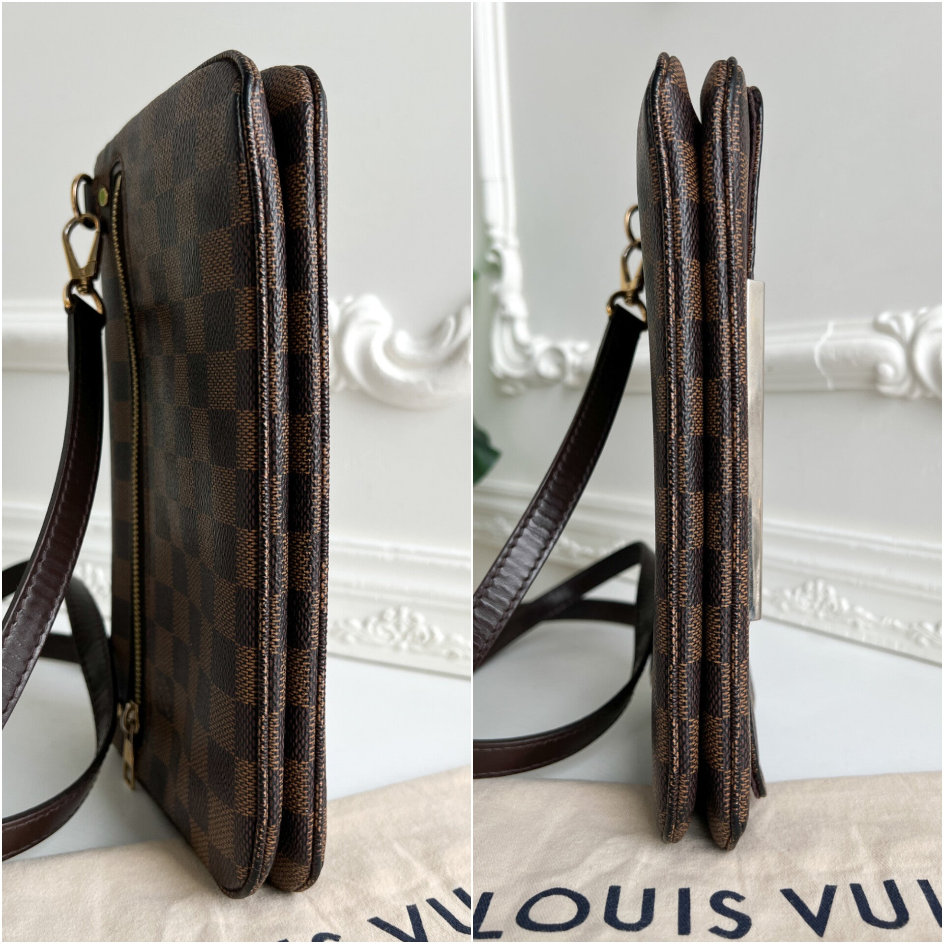 Authentic Louis Vuitton Hoxton Pm damier ebene crossbody clutch bag