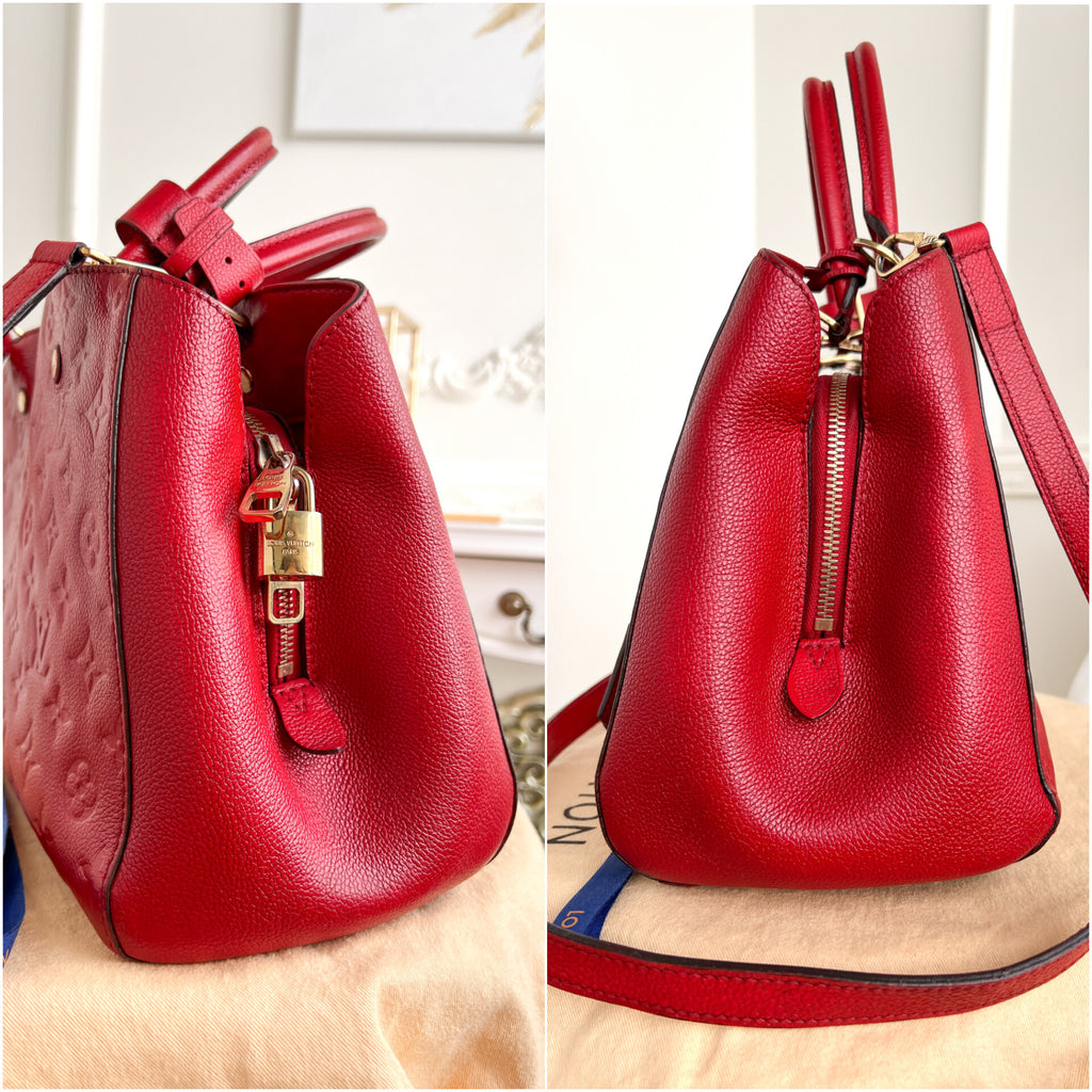 Authentic LV Montaigne MM Empreinte Monogram Red