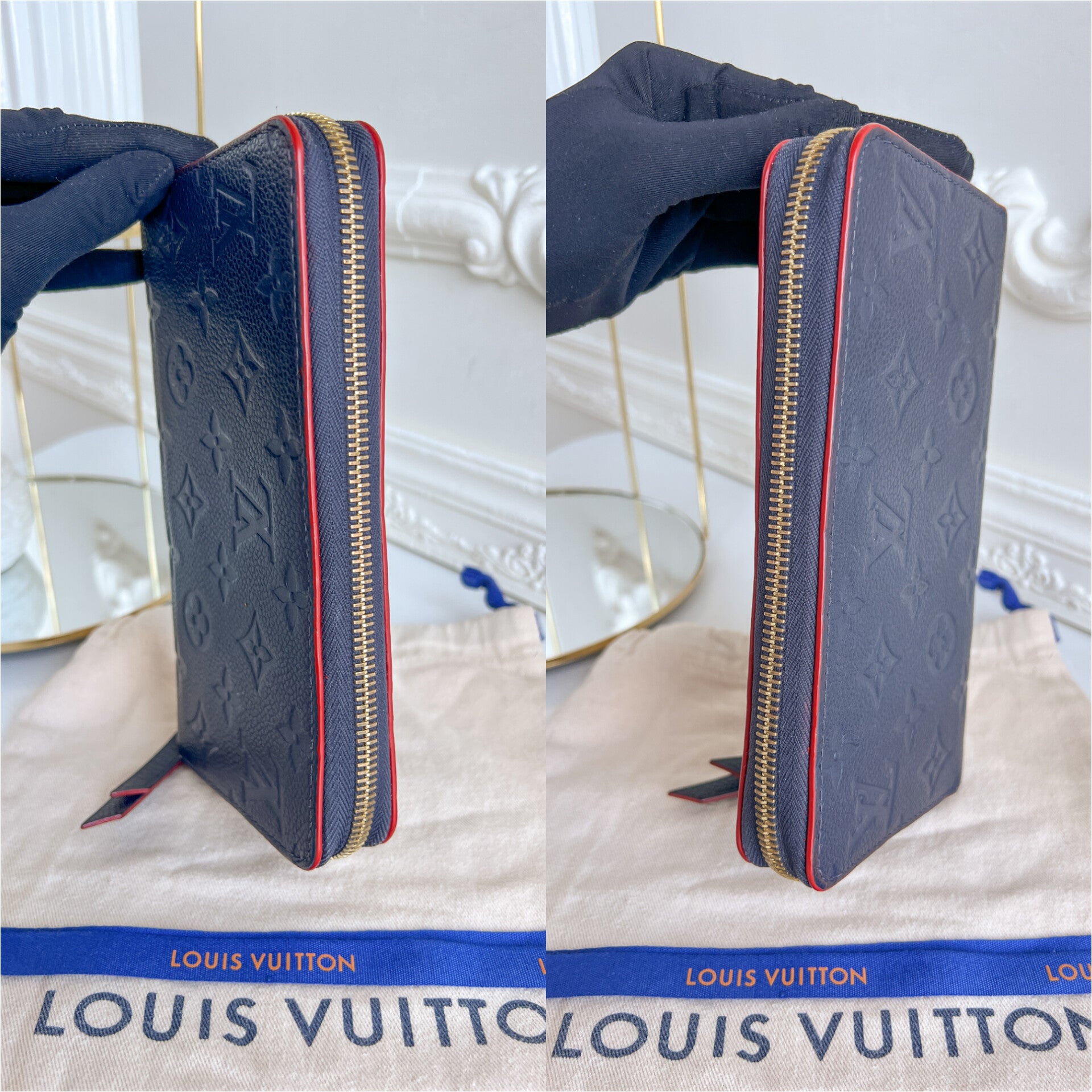 LV wallet empreinte dark blue with red