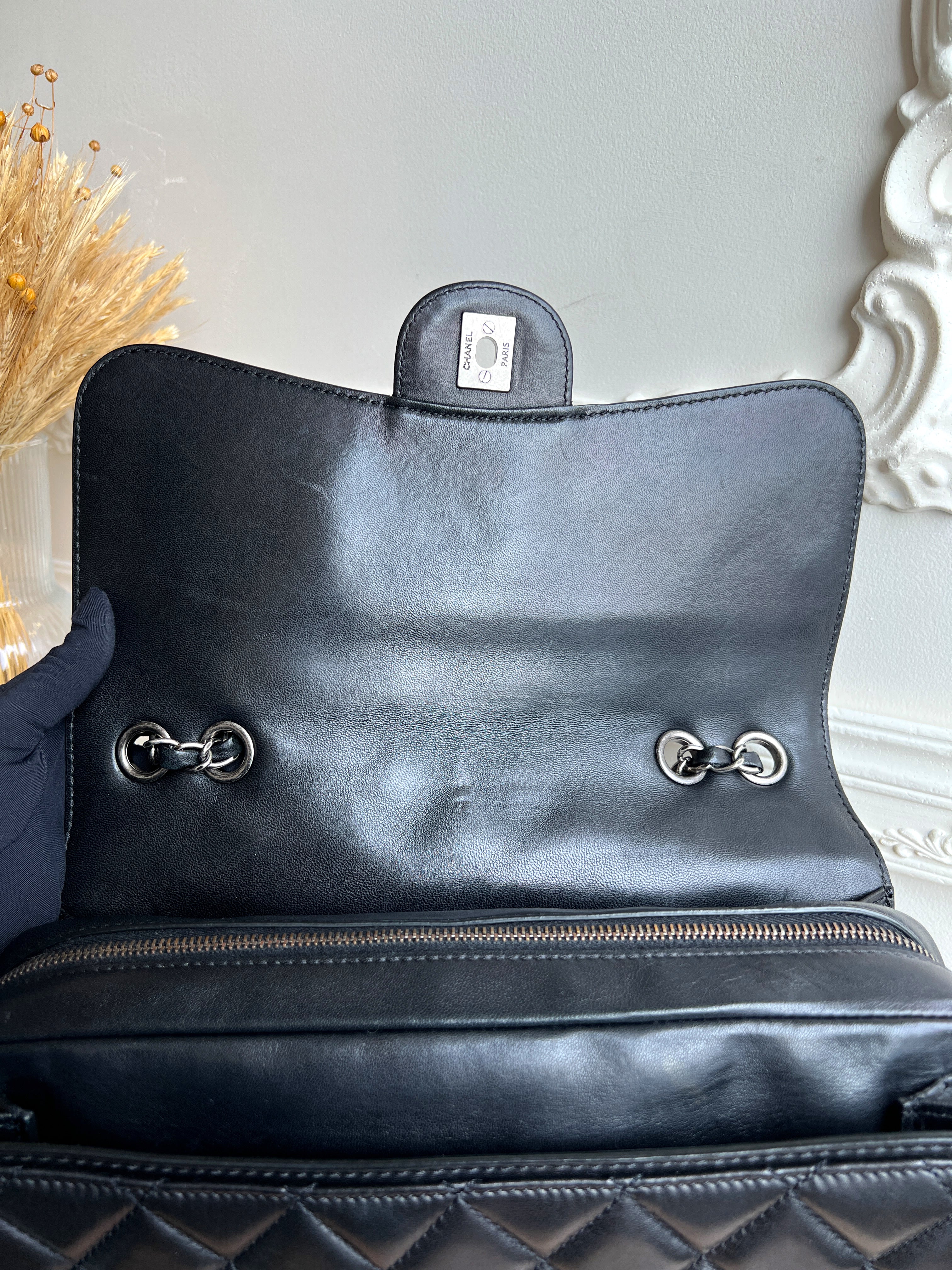 Chanel Large Seasonal Flap Black Lambskin Citizen Zip 29cm Bag