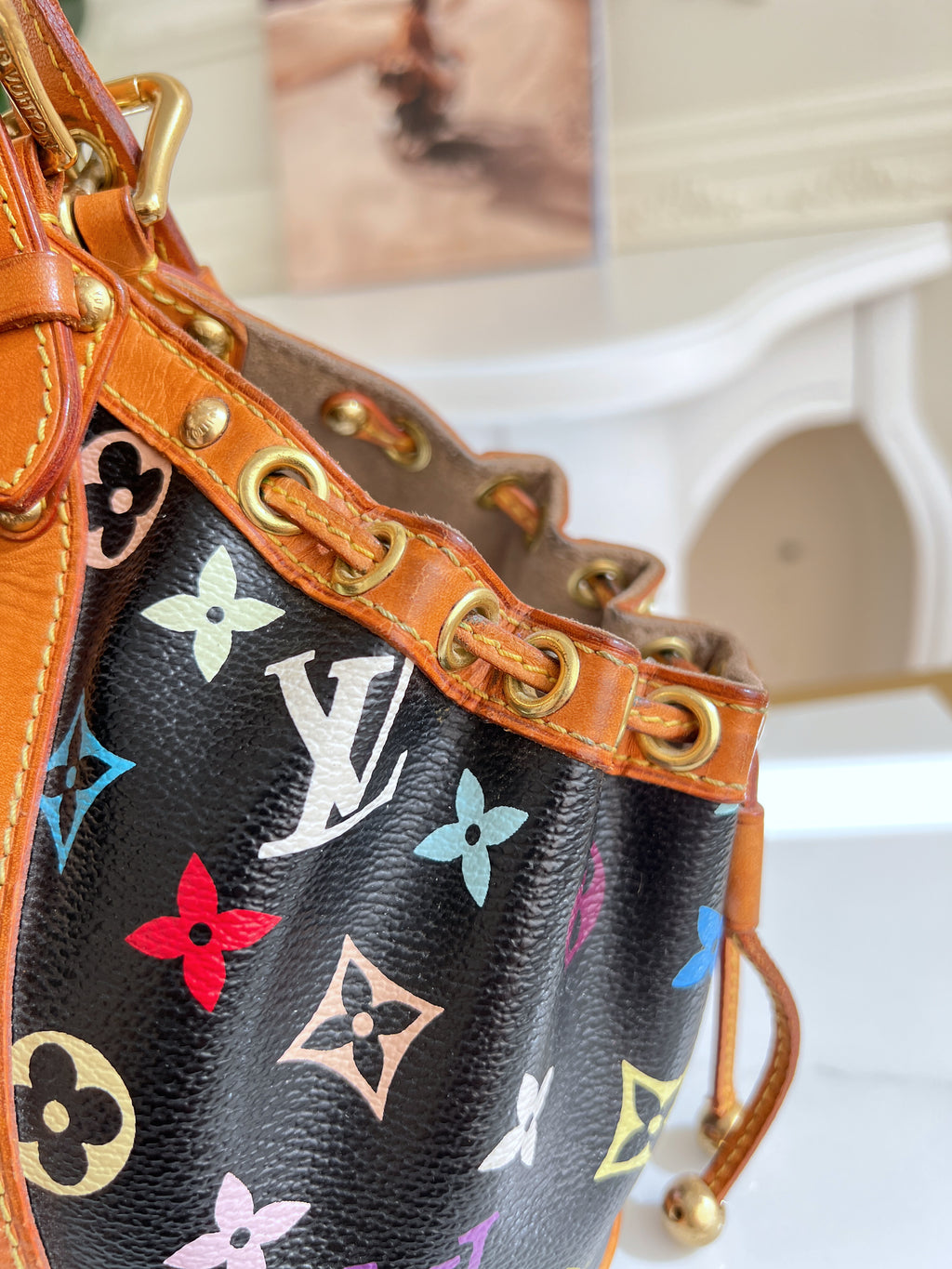 Louis Vuitton Theda PM Monogram Multicolor Black Satchel Bag