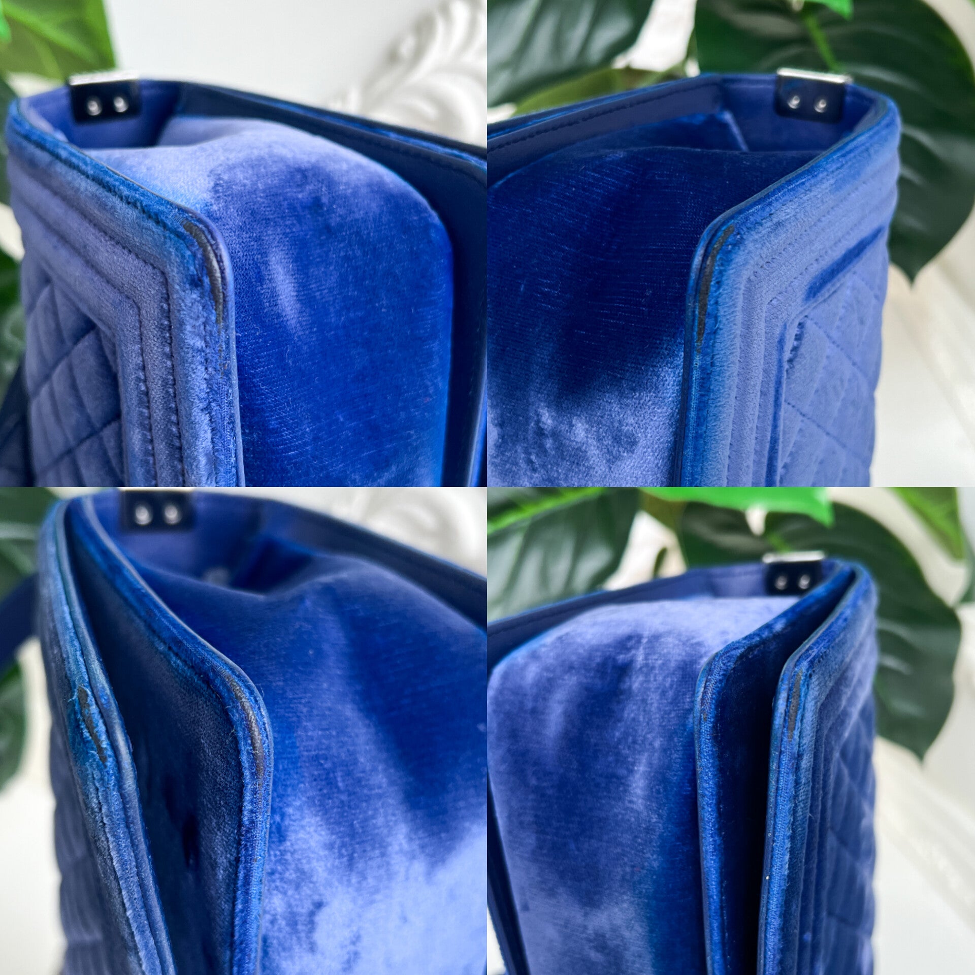 Authentic Chanel Old Boy velvet blue crossbody