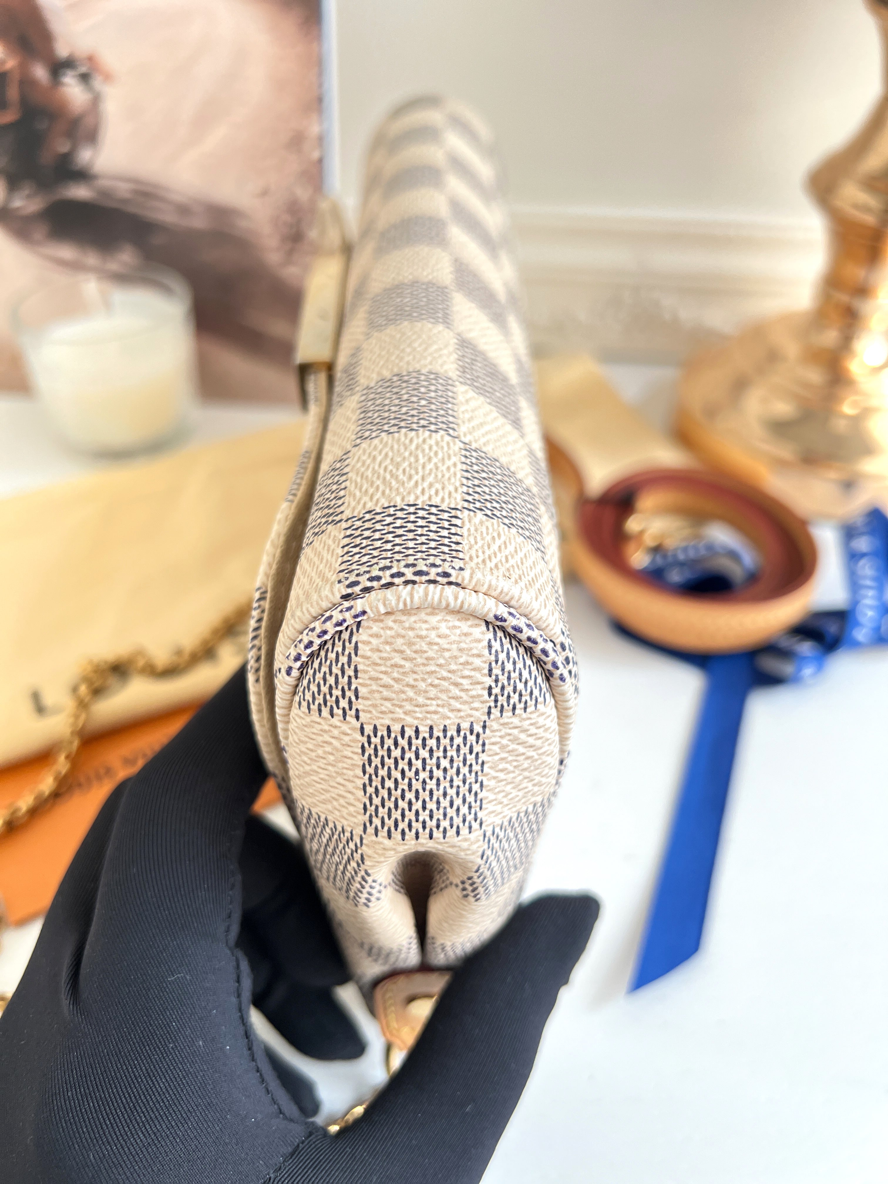 Louis Vuitton Favorite PM Azue Damier Crossbody Clutch Bag