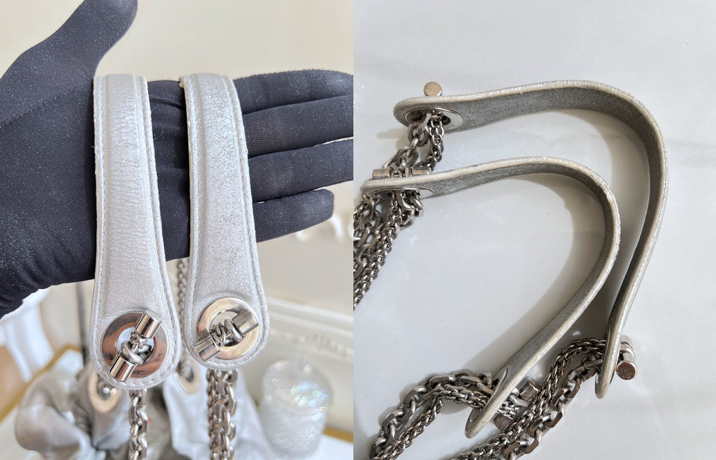 Christian Dior Le Trente Silver Leather Hobo Shoulder Bag