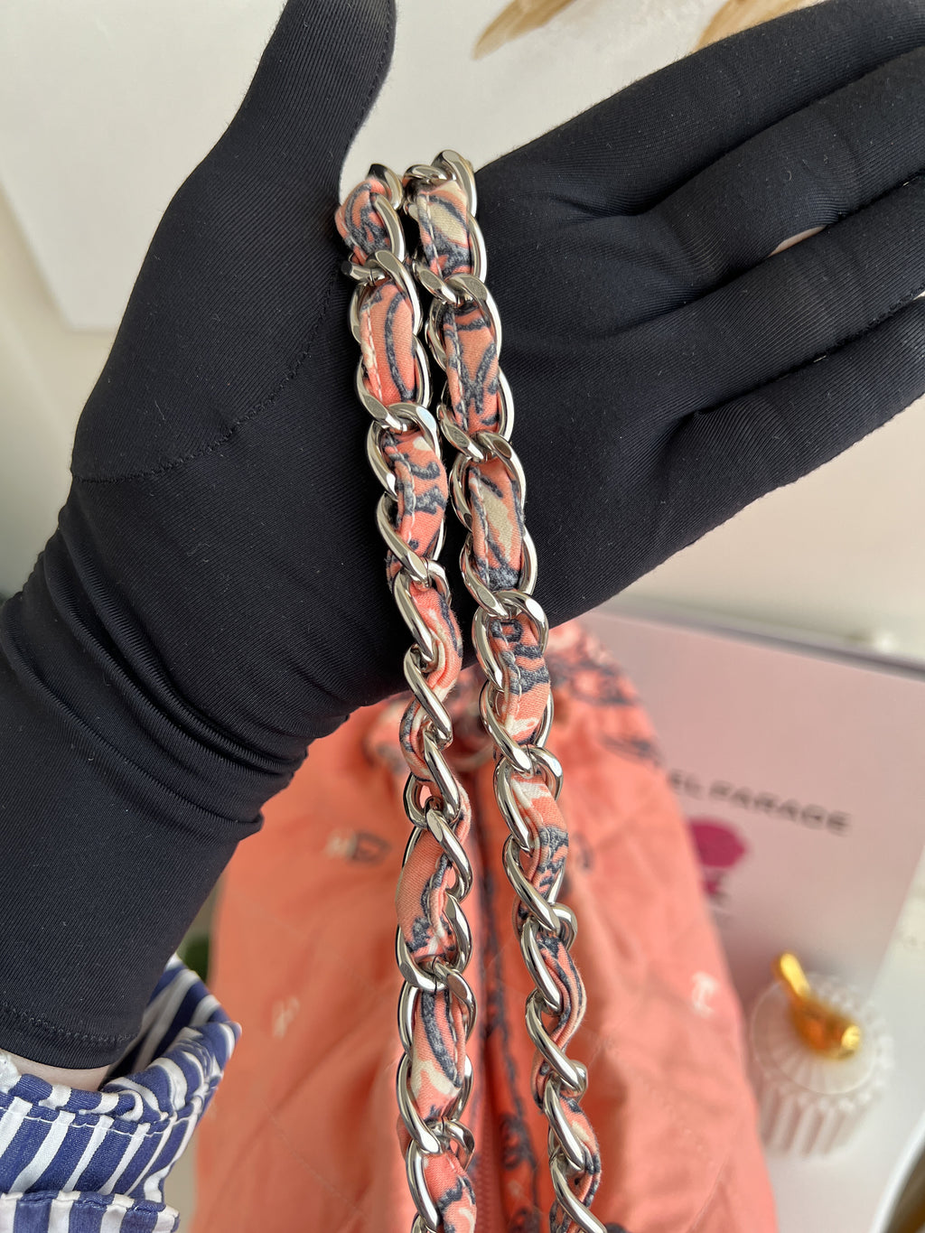 Chanel Bandana XL Tote Cotton Cambon Pink Hobo Chains Bag