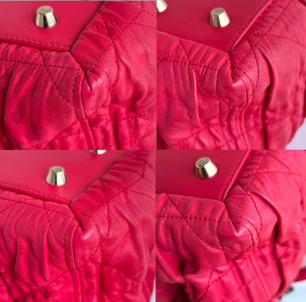 Christian Dior Red Delices Gaufre Cannage Soft Leather Quilted Bag