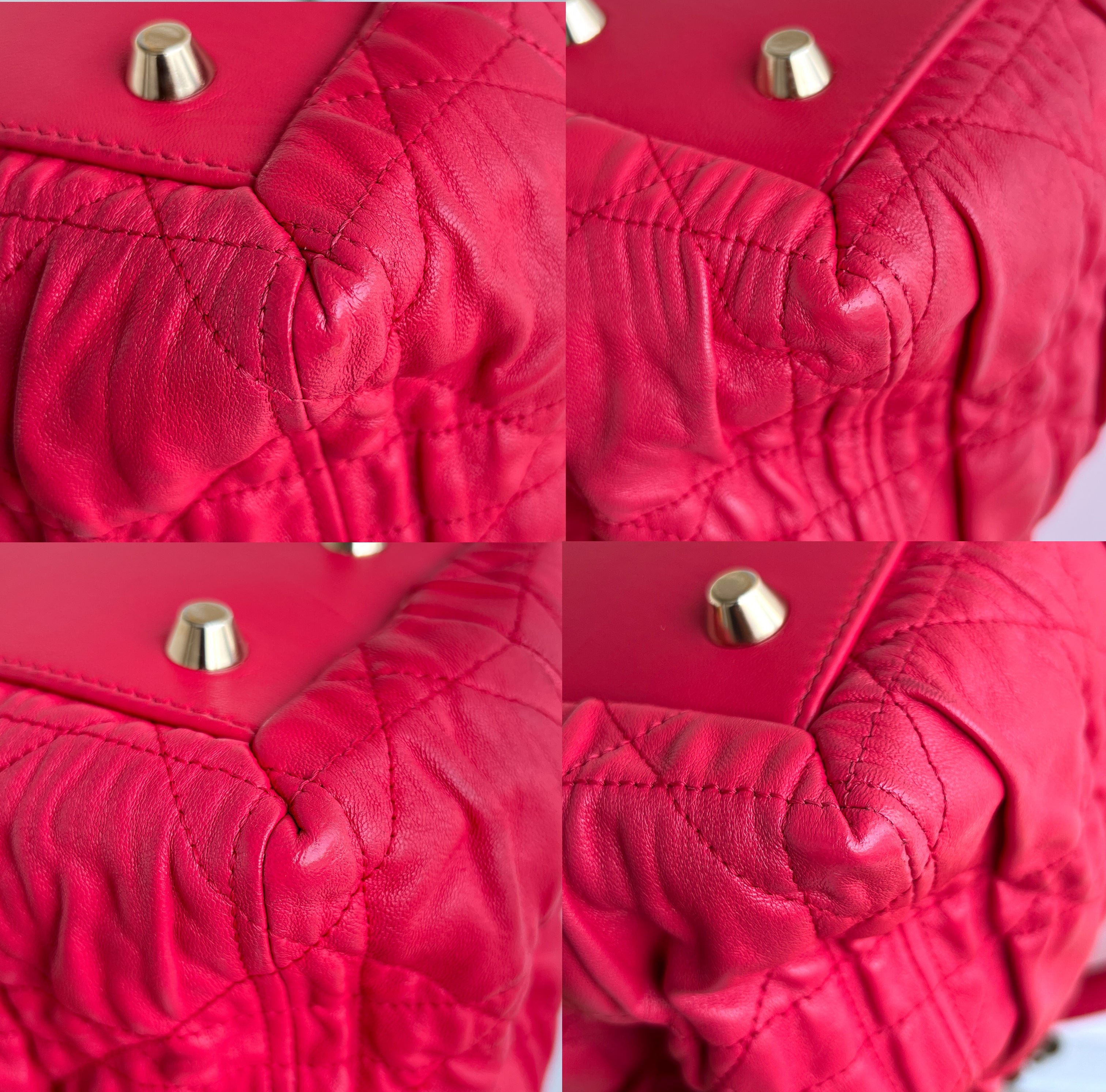 Christian Dior Red Delices Gaufre Cannage Soft Leather Quilted Bag