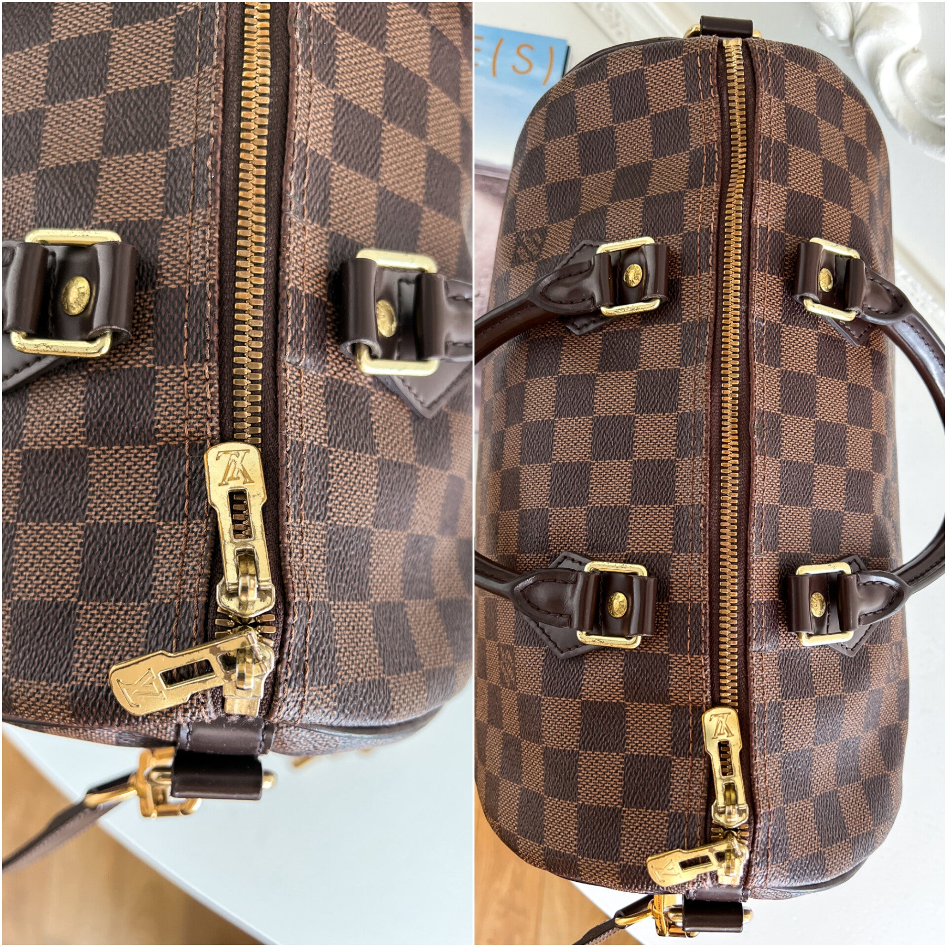 Authentic Louis Vuitton Speedy 30 damier ebene bandouliere crossbody satchel bag