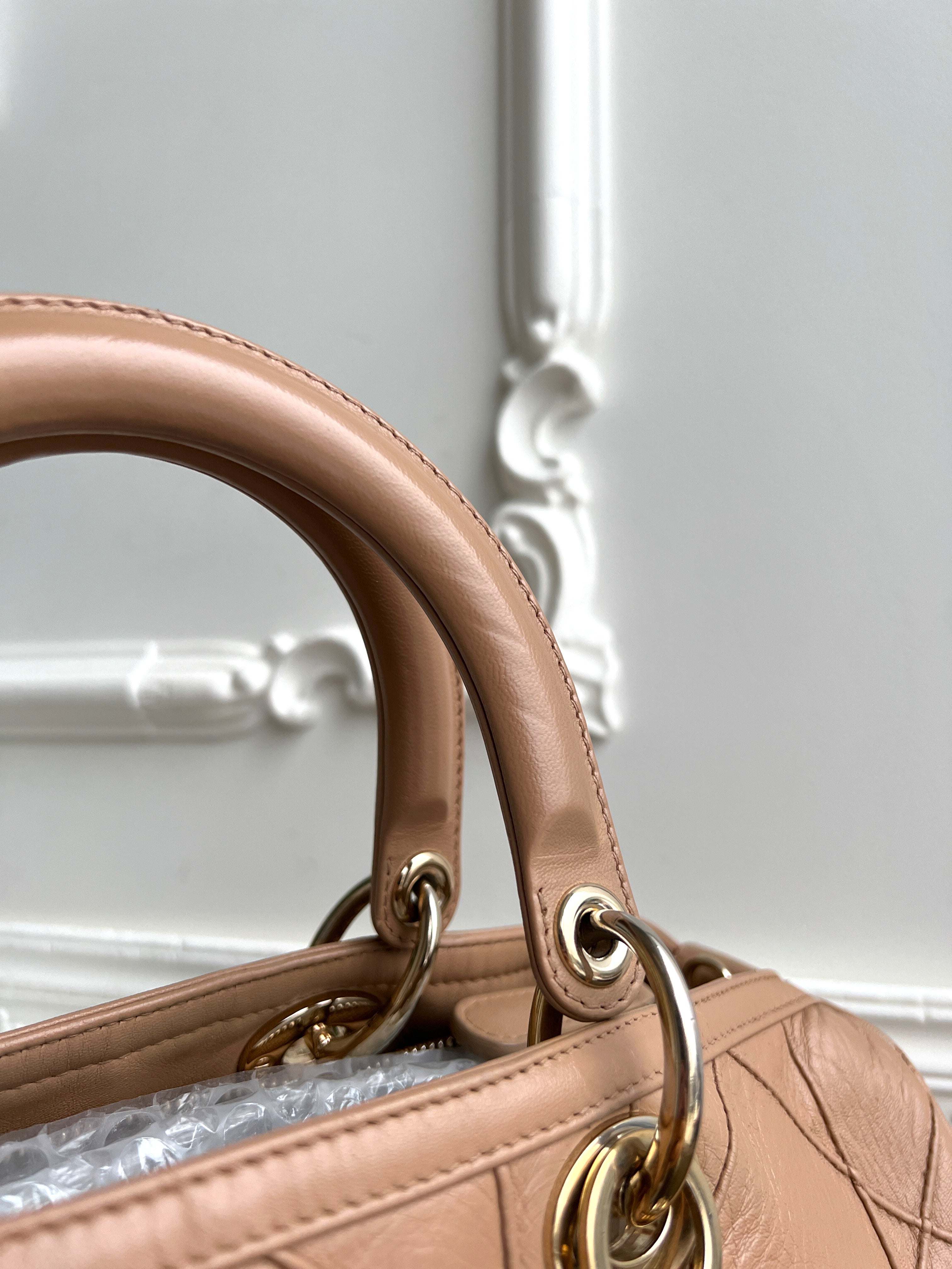 Christian Dior Tote Beige Cannage Granville Leather Bag