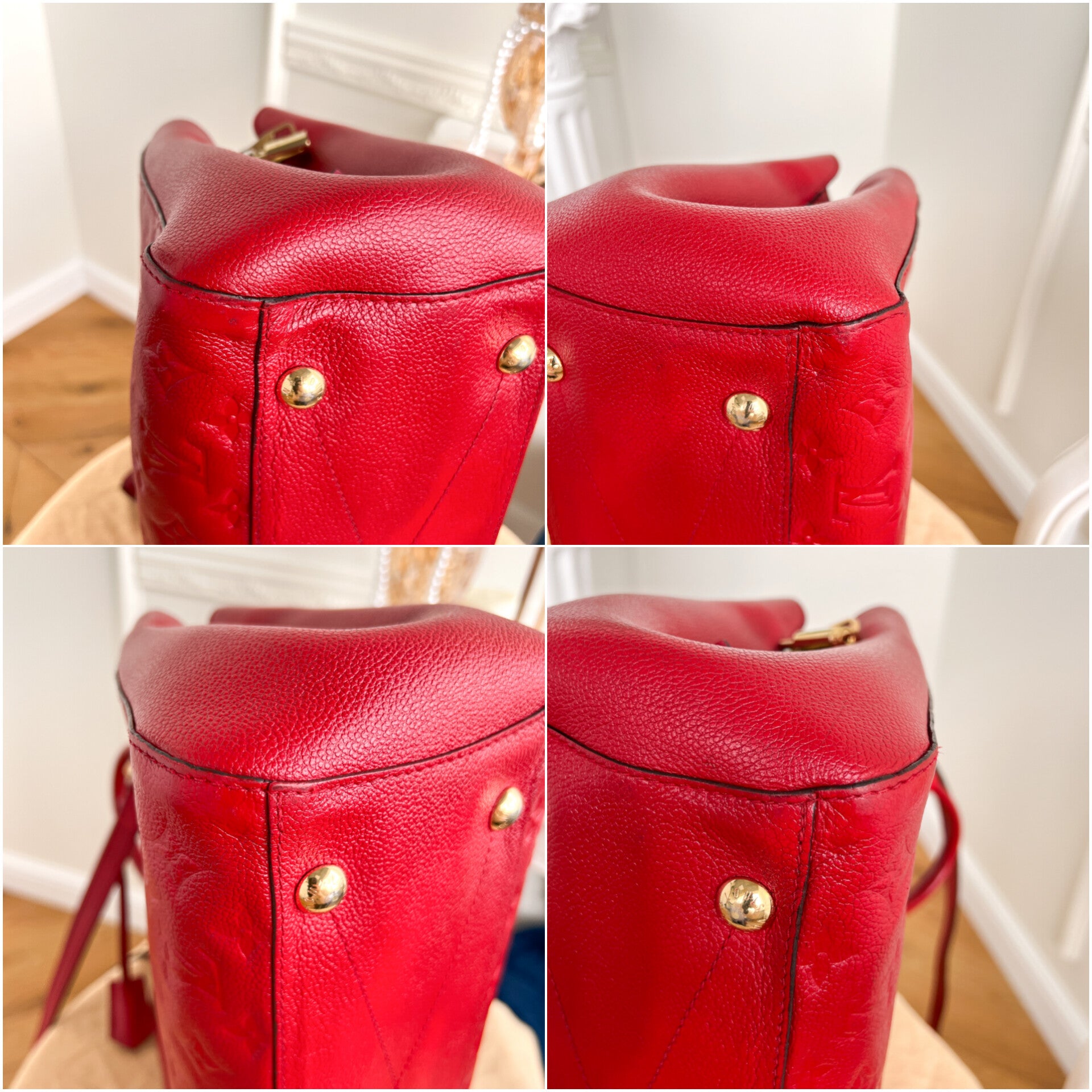 Authentic LV Montaigne MM Empreinte Monogram Red