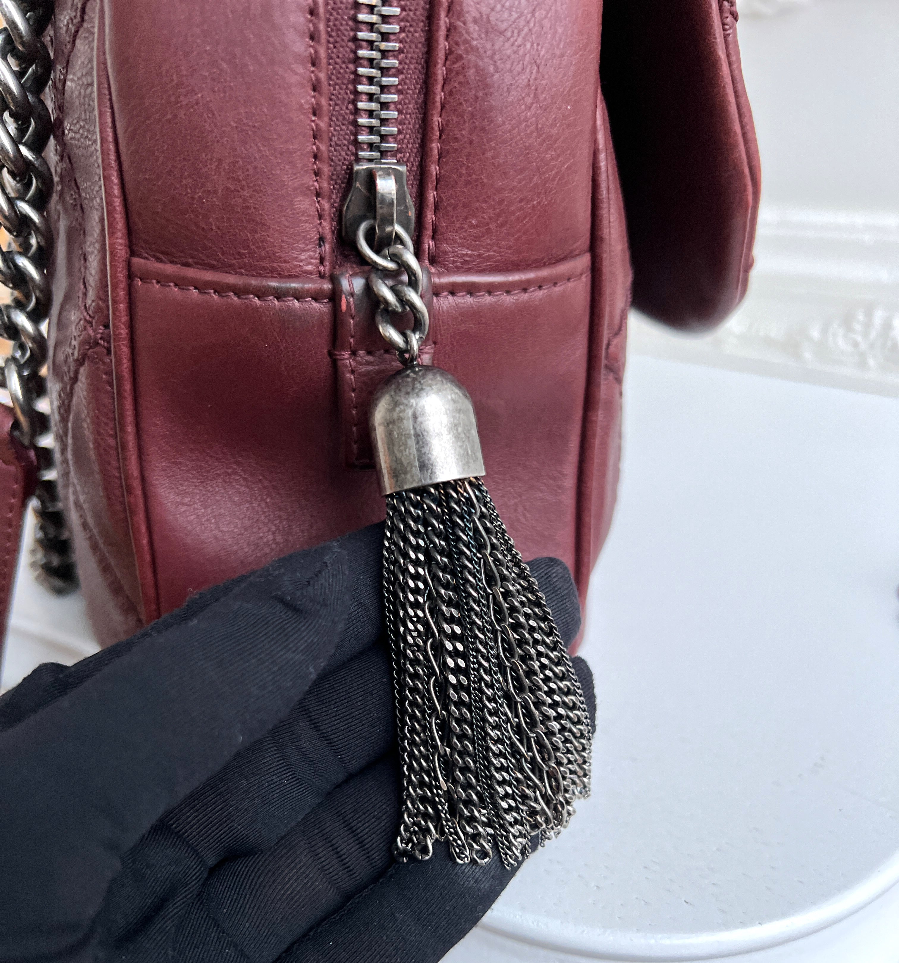 Chanel Flap Cambon 31 Rue Leather Burgundy Maroon Crossbody Bag