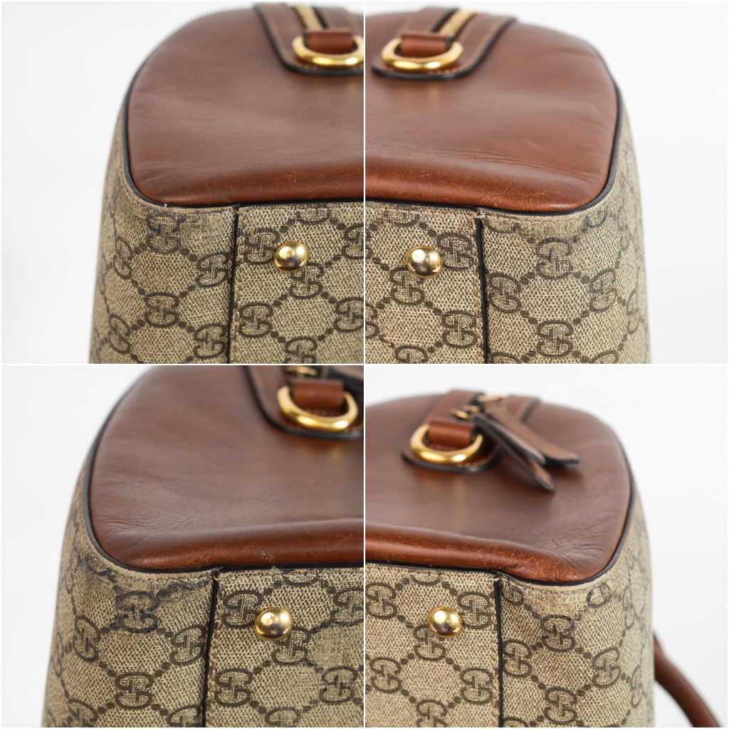 Authentic Gucci Boston Supreme Medium  Brown in Leather Canvas Monogram Satchel