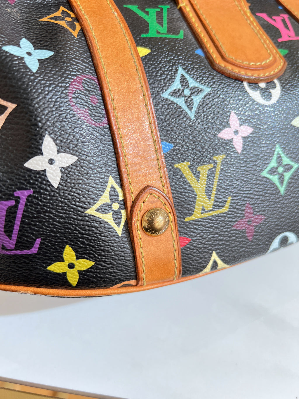 Louis Vuitton Theda PM Monogram Multicolor Black Satchel Bag