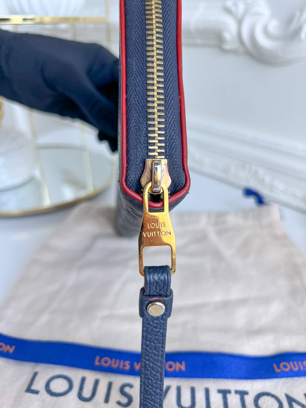 LV wallet empreinte dark blue with red