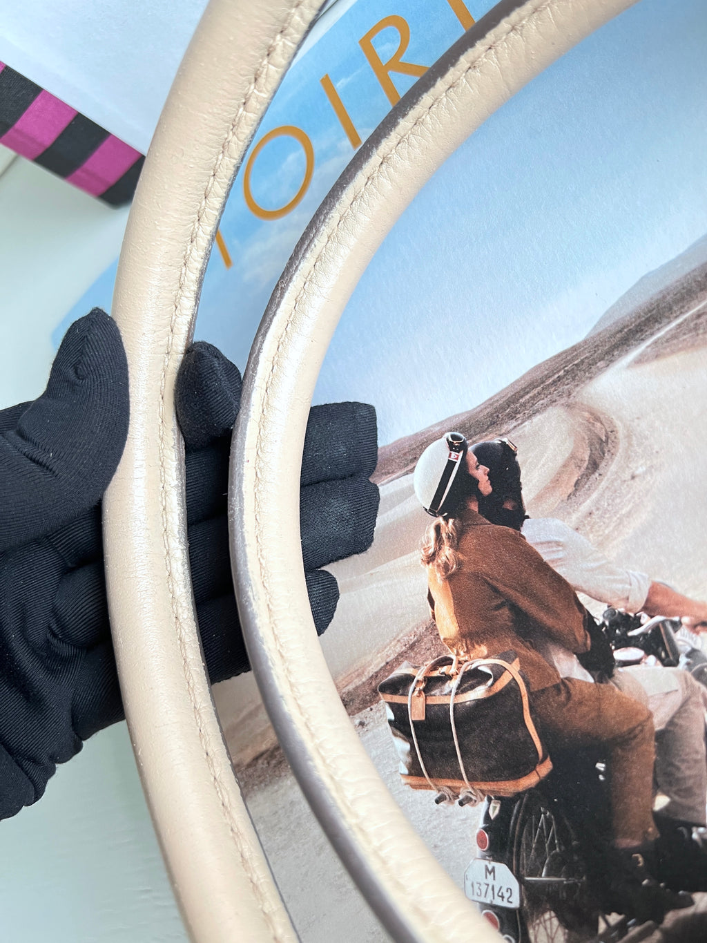 Louis Vuitton Mahina L Leather Beige Monogram Hobo Shoulder