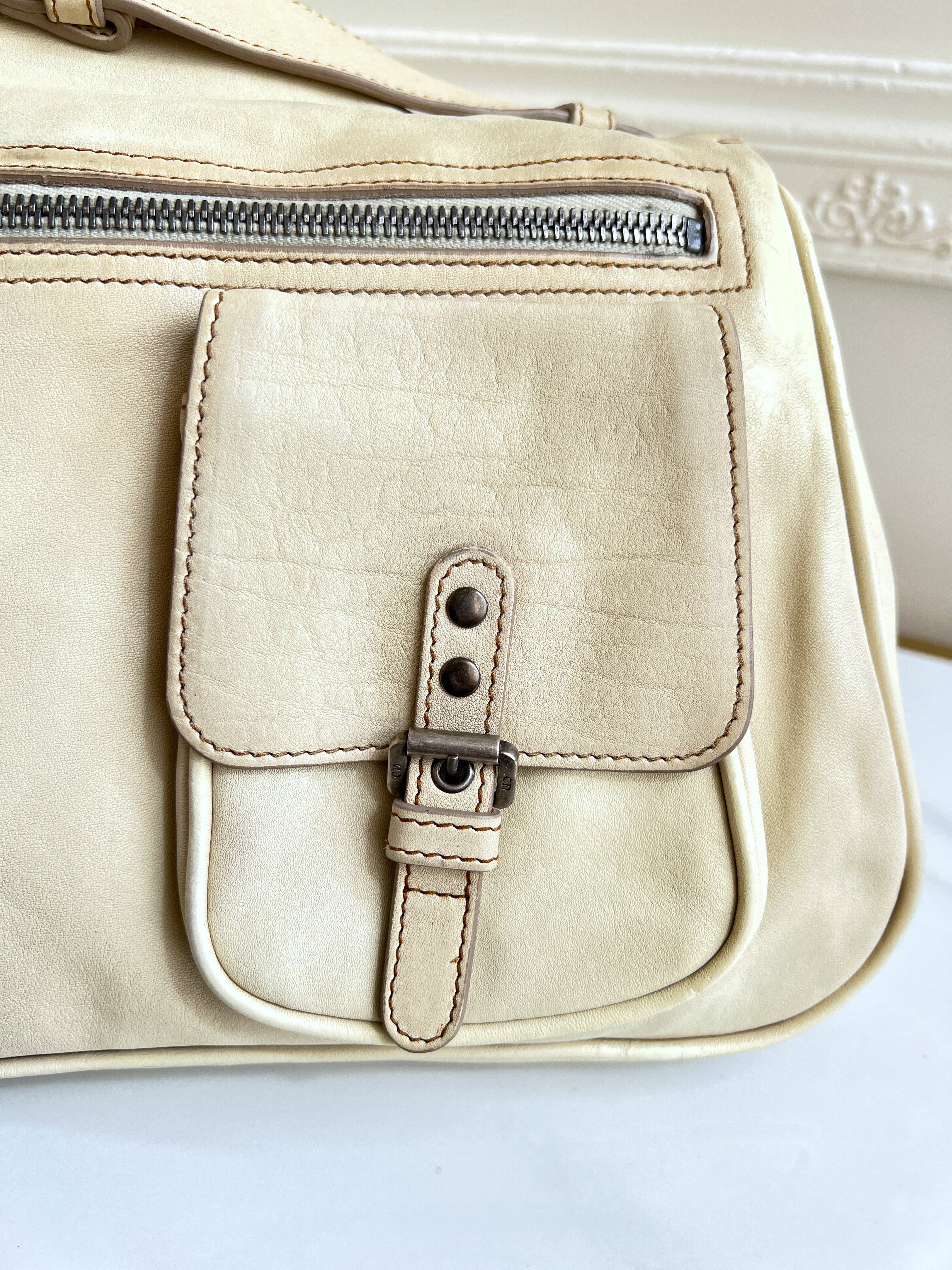 Christian Dior Rare Classic Gaucho Saddle Leather White Bag