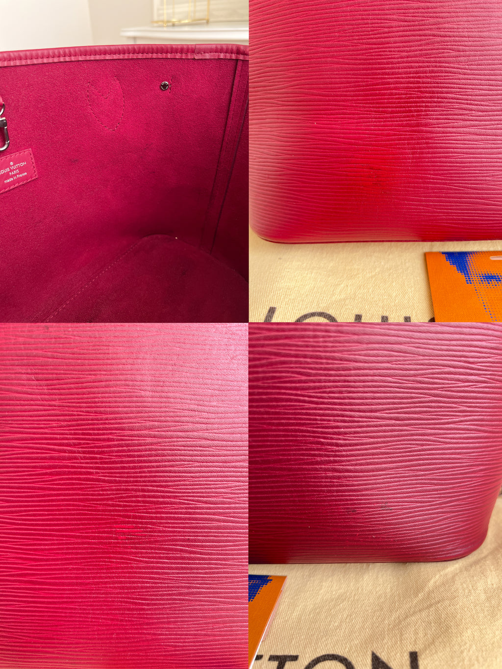 Louis Vuitton Neverfull PM Epi Leather Tote Fuchsia Bag