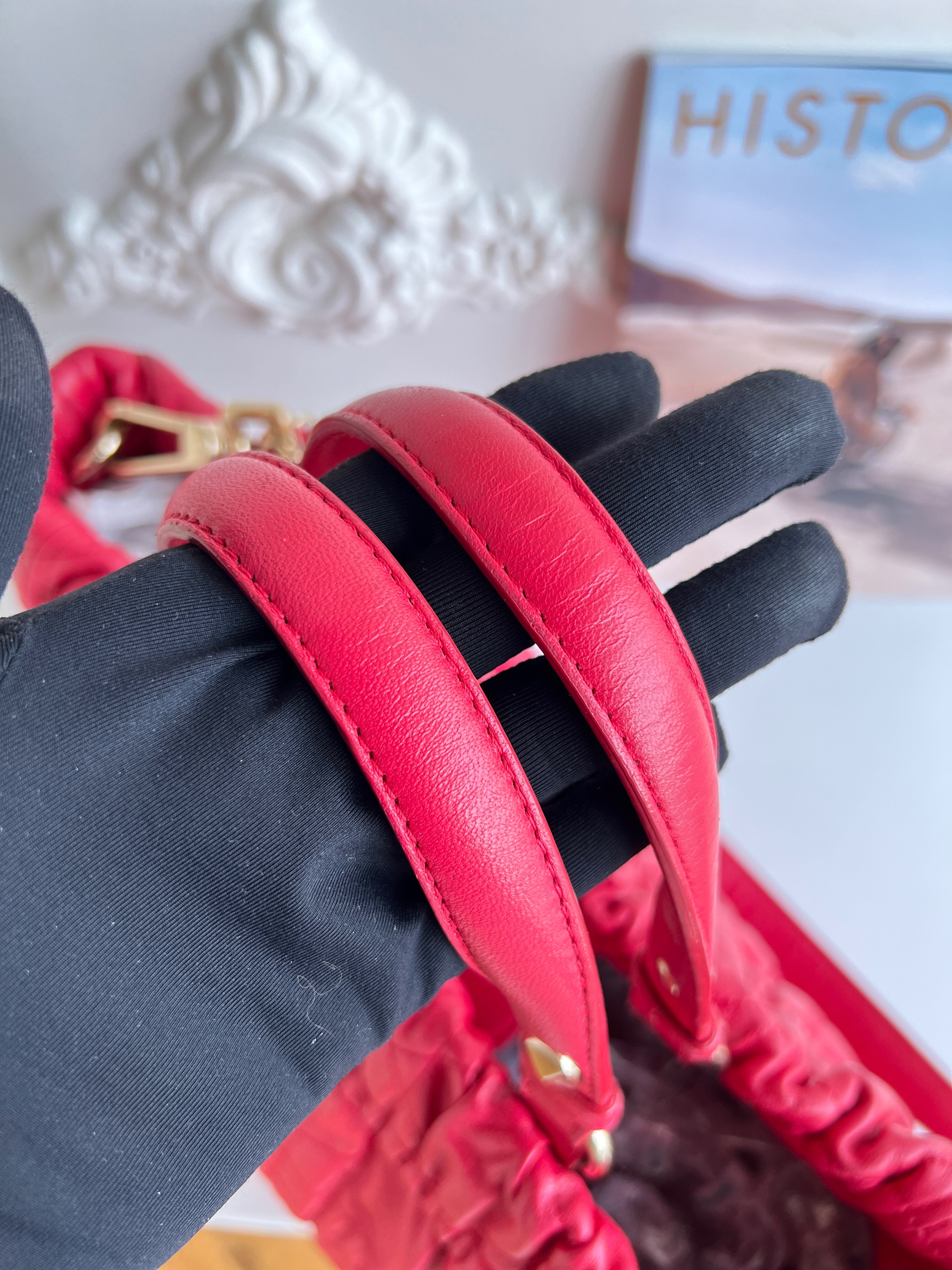 Christian Dior Red Delices Gaufre Cannage Soft Leather Quilted Bag