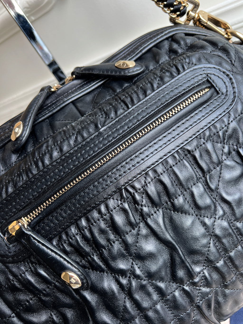 Christian Dior Gaufre Lambskin Canage Delidior Delices Black Bag