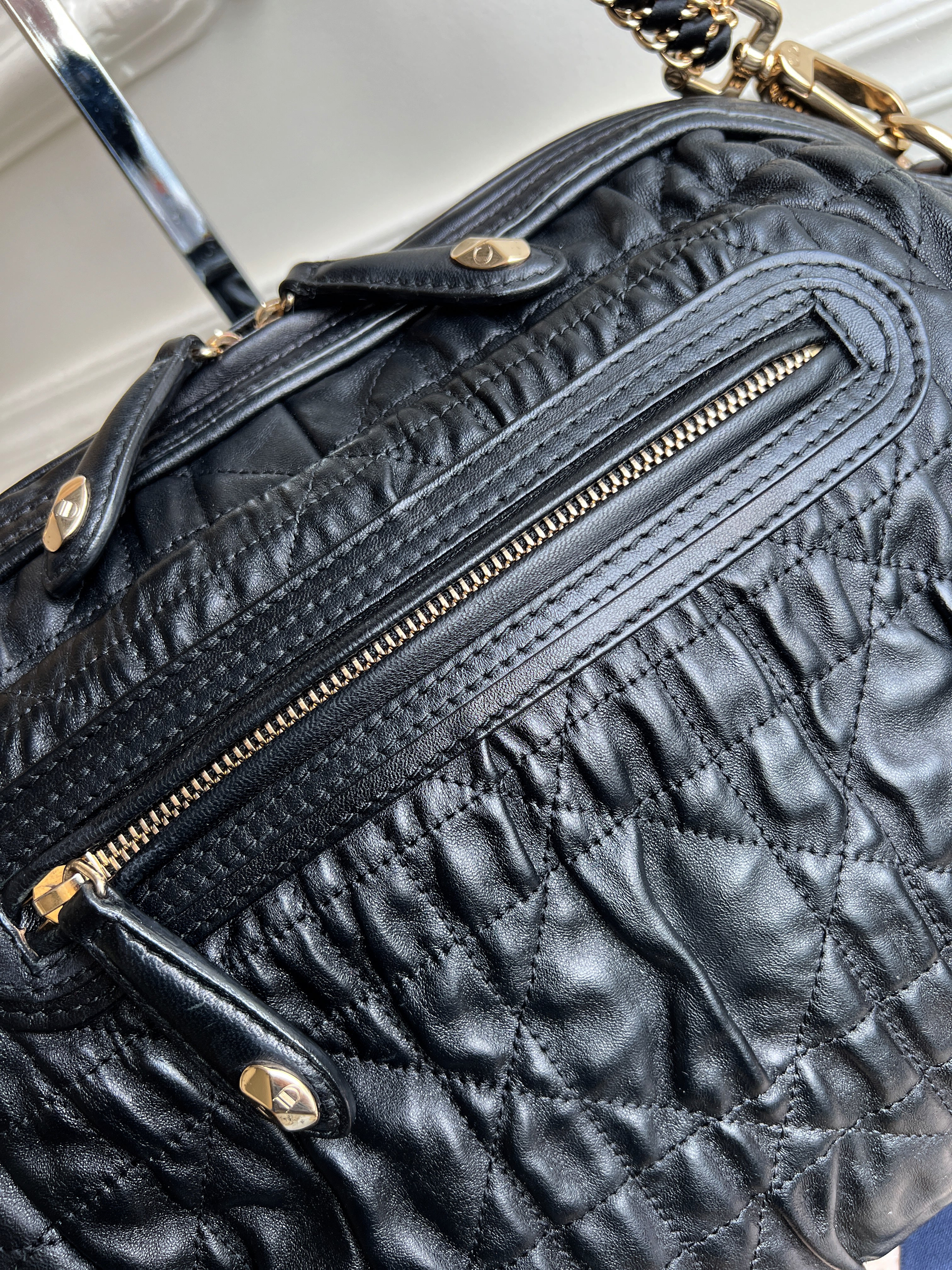 Christian Dior Gaufre Lambskin Canage Delidior Delices Black Bag