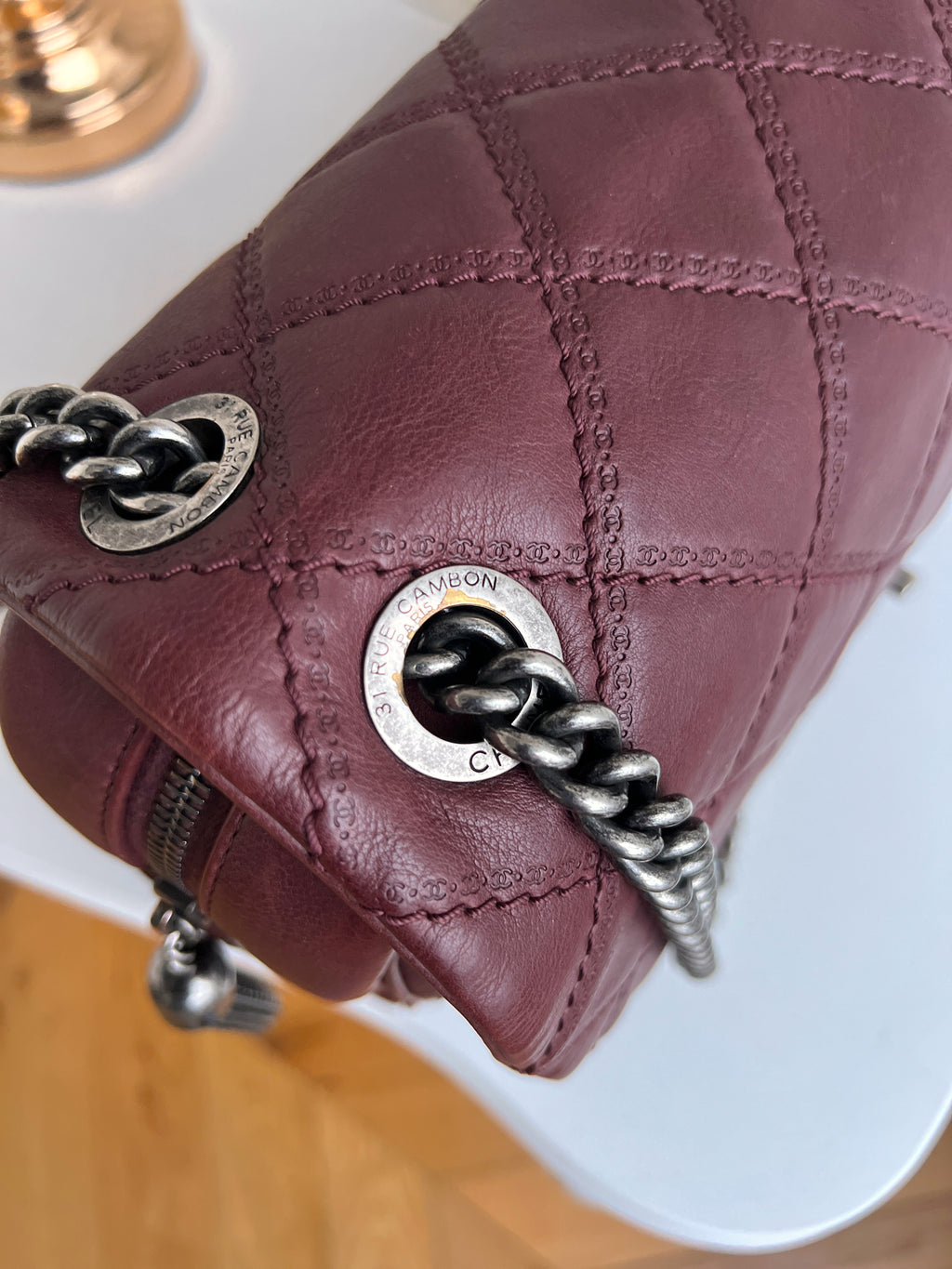 Chanel Flap Cambon 31 Rue Leather Burgundy Maroon Crossbody Bag
