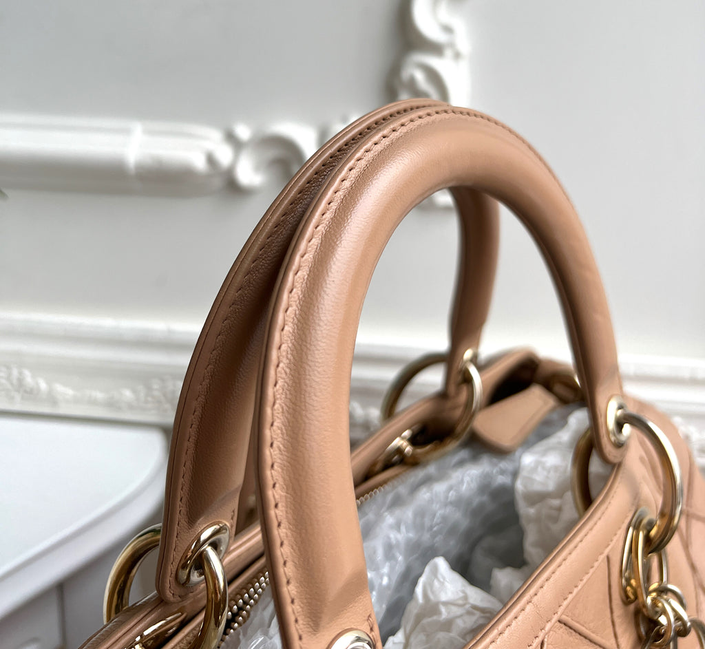 Christian Dior Tote Beige Cannage Granville Leather Bag