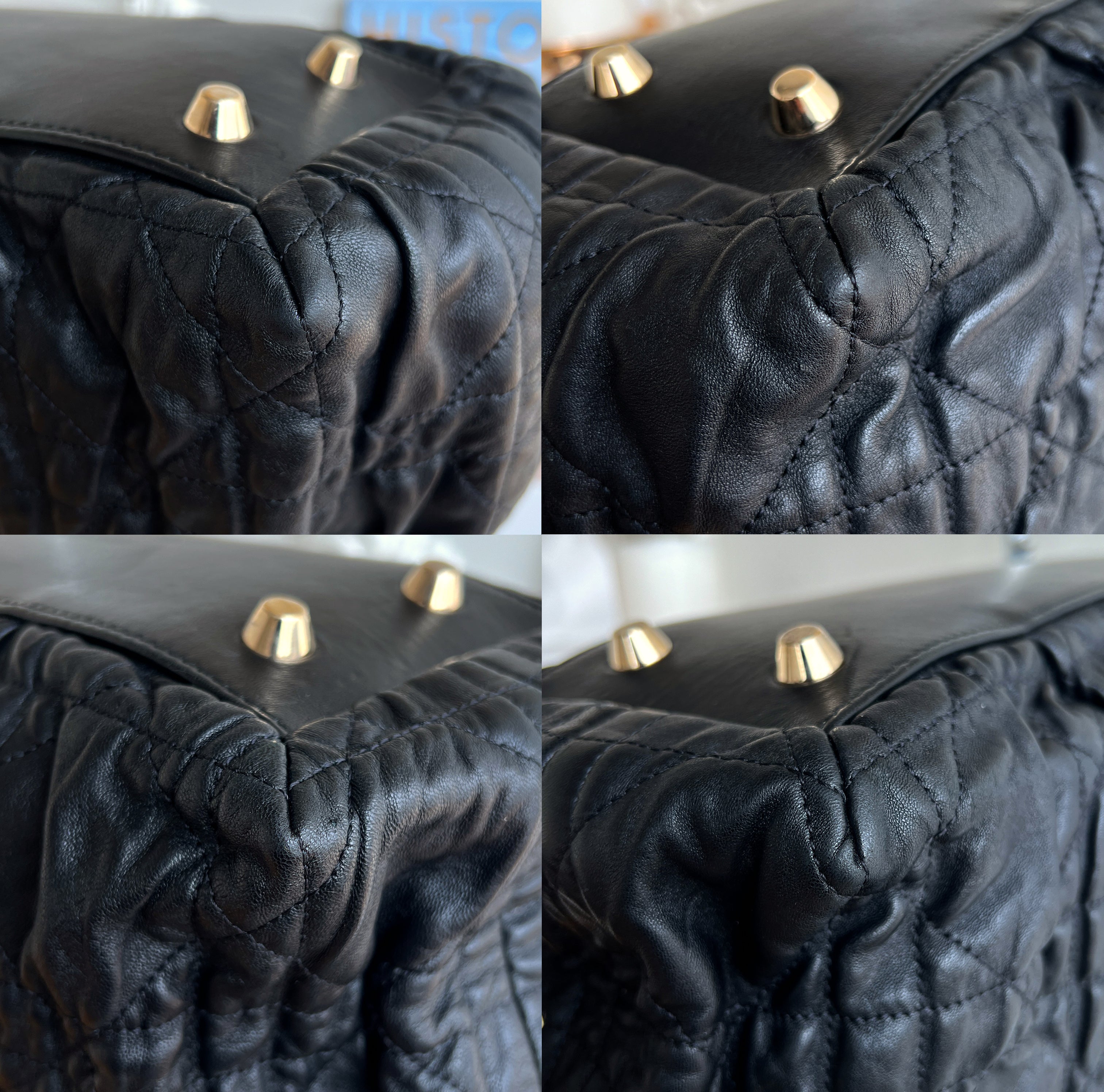 Christian Dior Gaufre Cannage Leather Black Lambskin Delices Bag