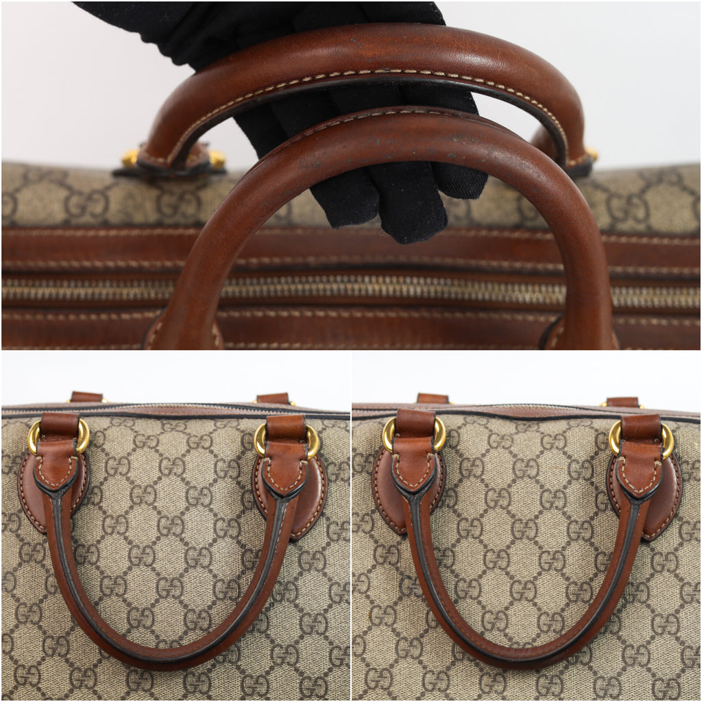Authentic Gucci Boston Supreme Medium  Brown in Leather Canvas Monogram Satchel