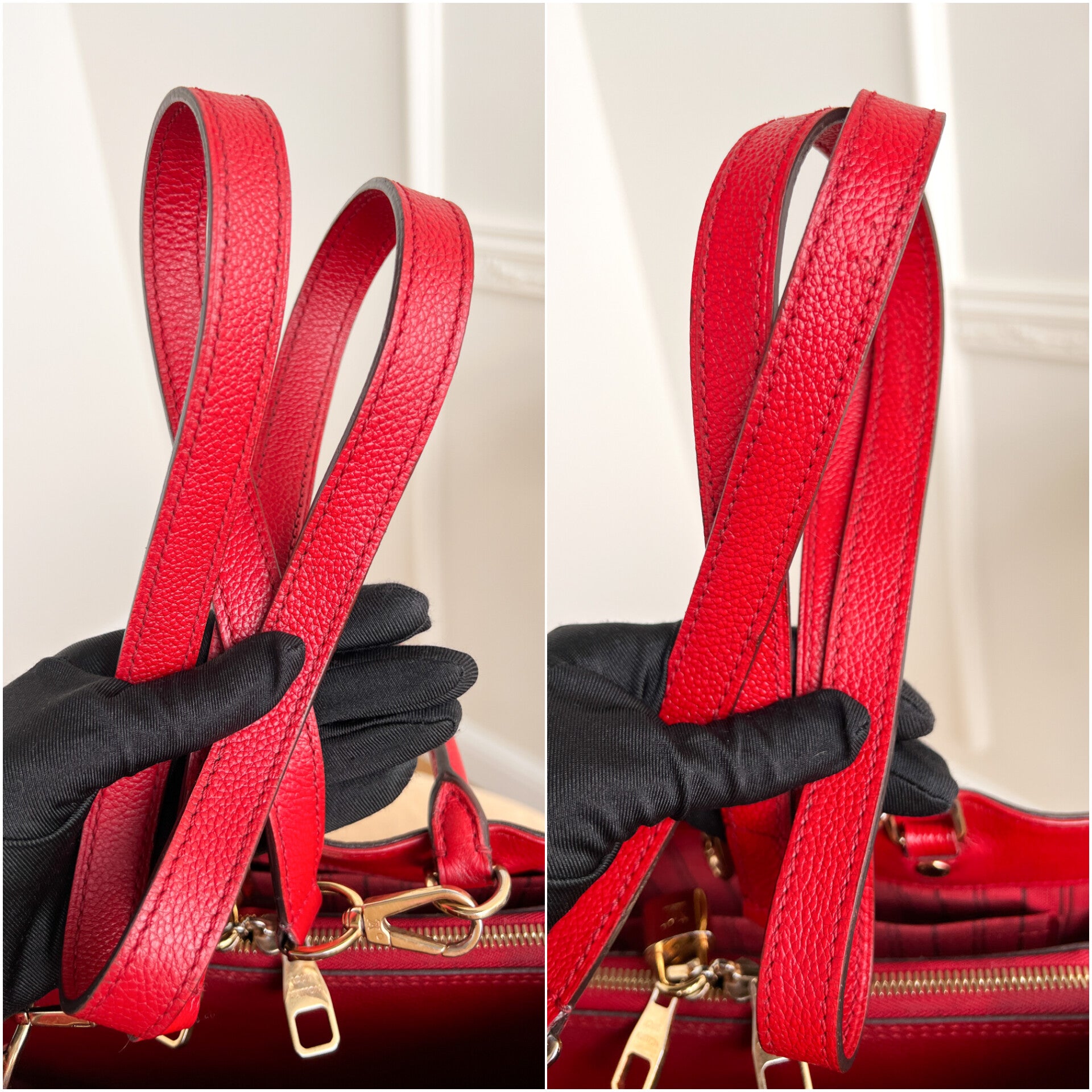 Authentic LV Montaigne MM Empreinte Monogram Red