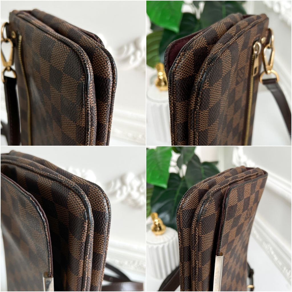 Authentic Louis Vuitton Hoxton Pm damier ebene crossbody clutch bag