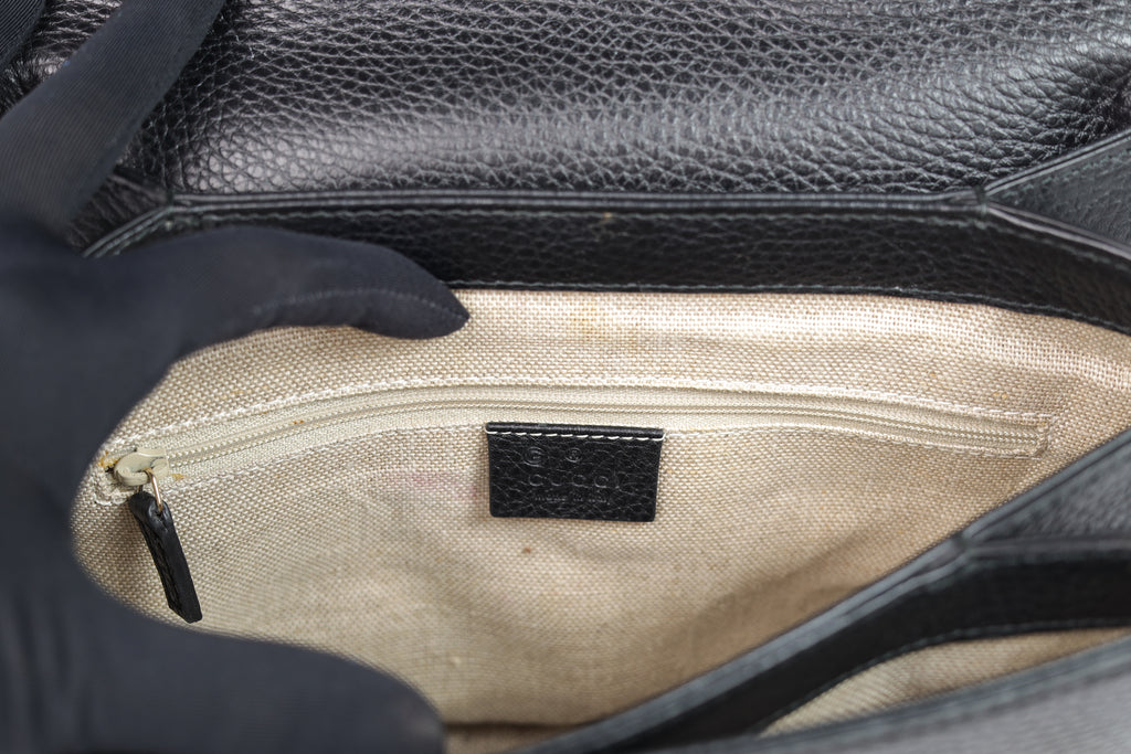 Authentic Gucci Black Leather Interlocking G Crossbody